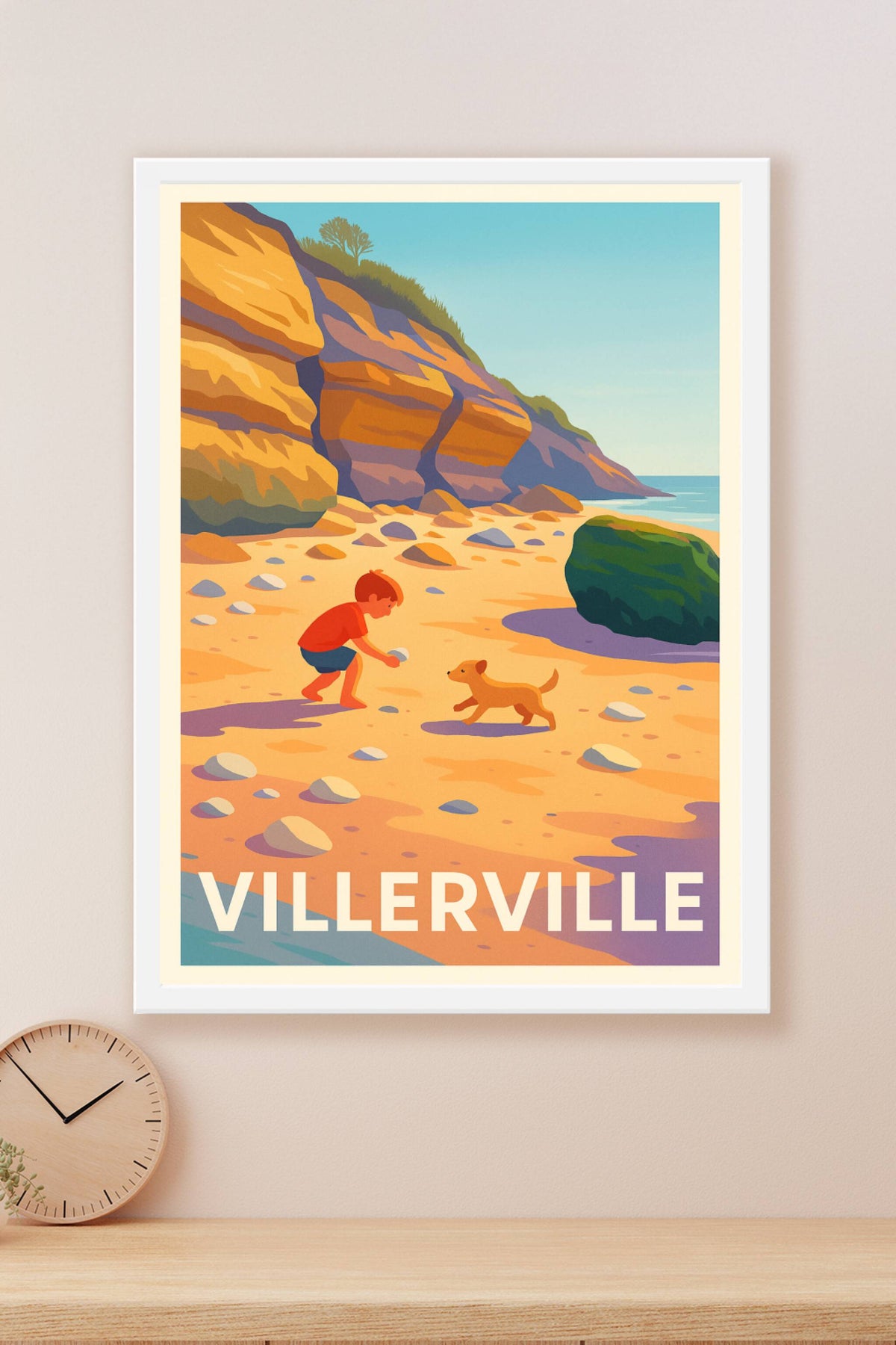 Affiche Villerville — Douceur et jeux sur la plage normande · poster d'art de Villerville