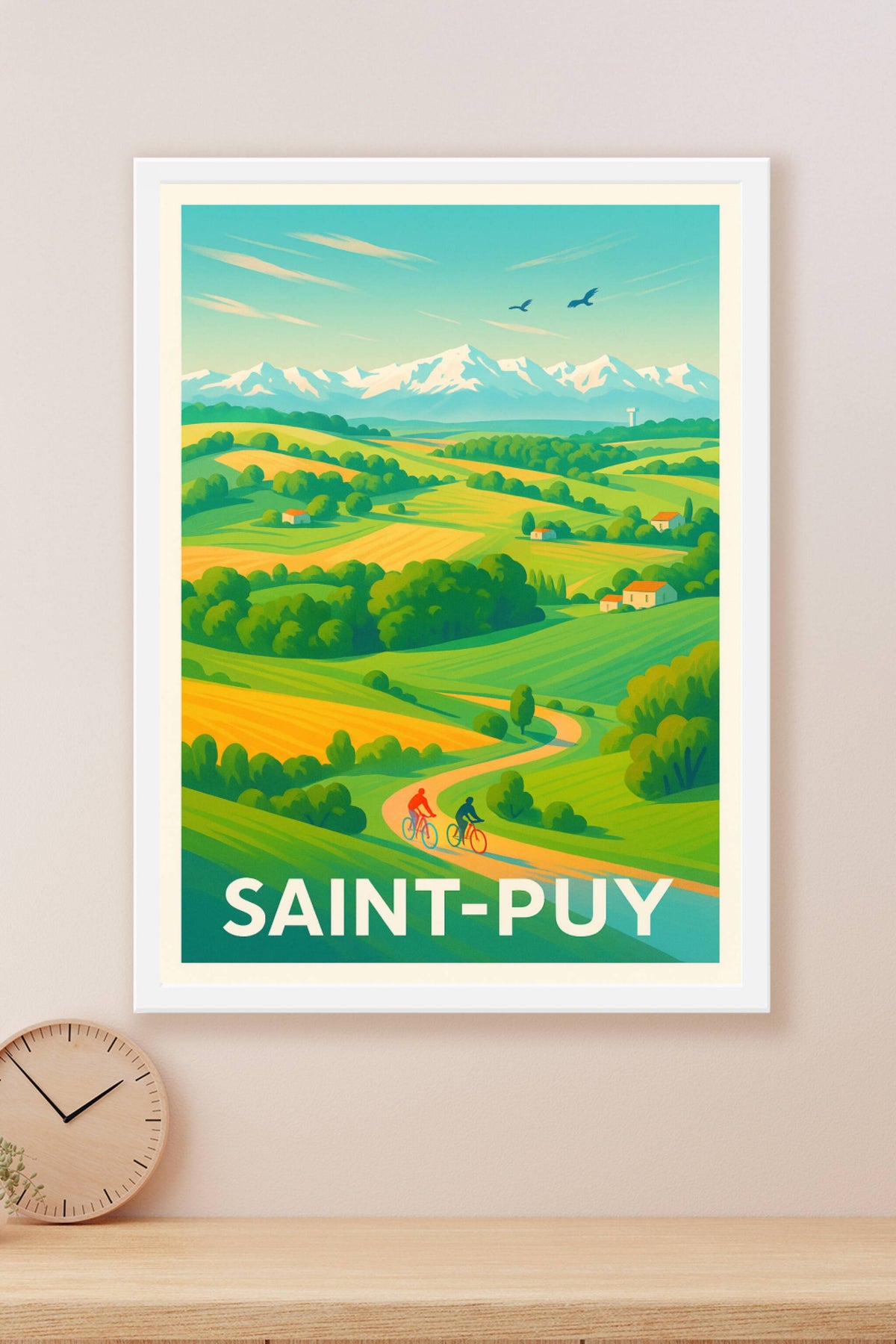 Affiche Saint-Puy — Évasion et douceur de vivre à vélo · poster d'art de Saint-Puy