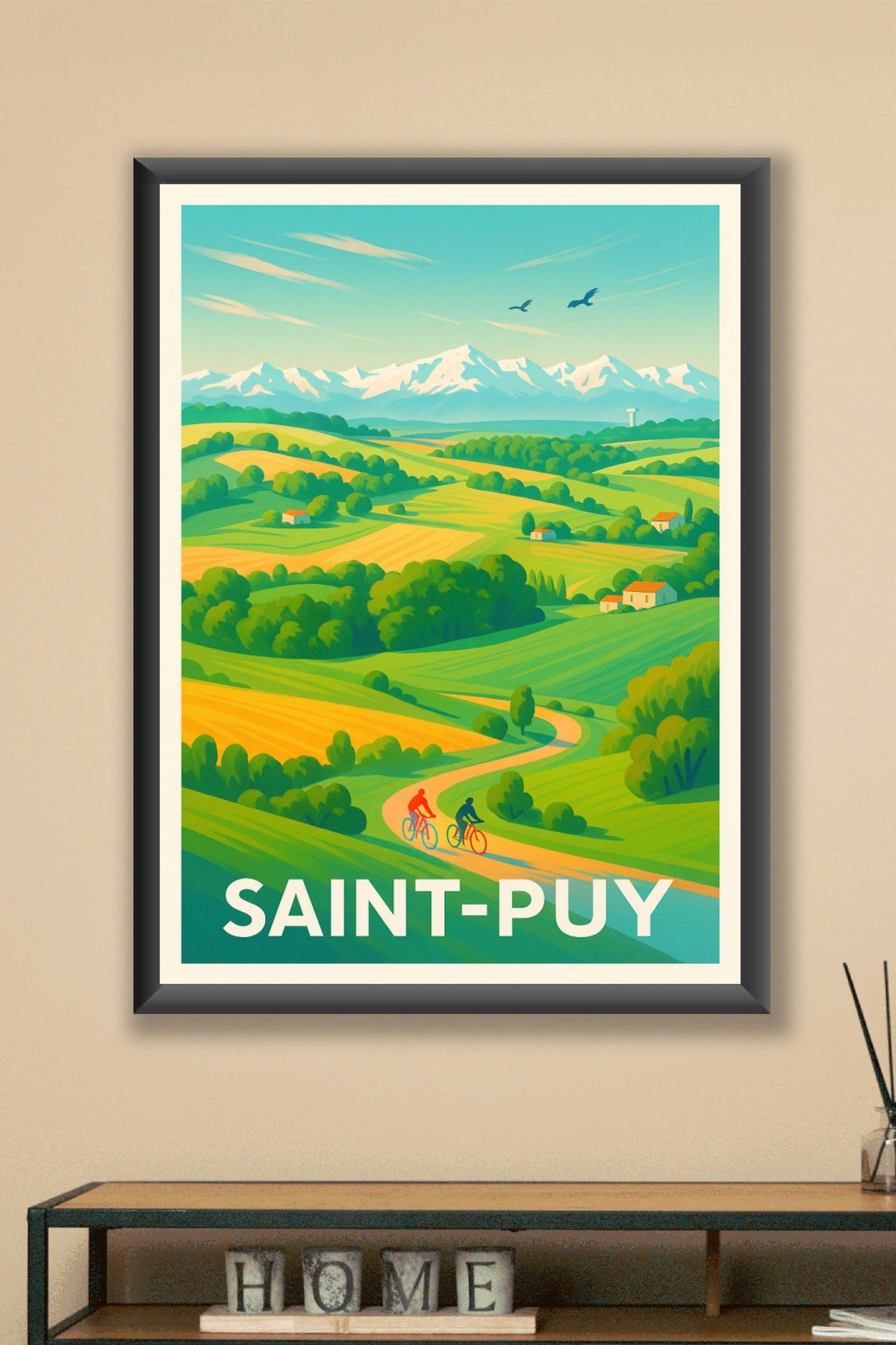Affiche Saint-Puy — Évasion et douceur de vivre à vélo · poster d'art de Saint-Puy