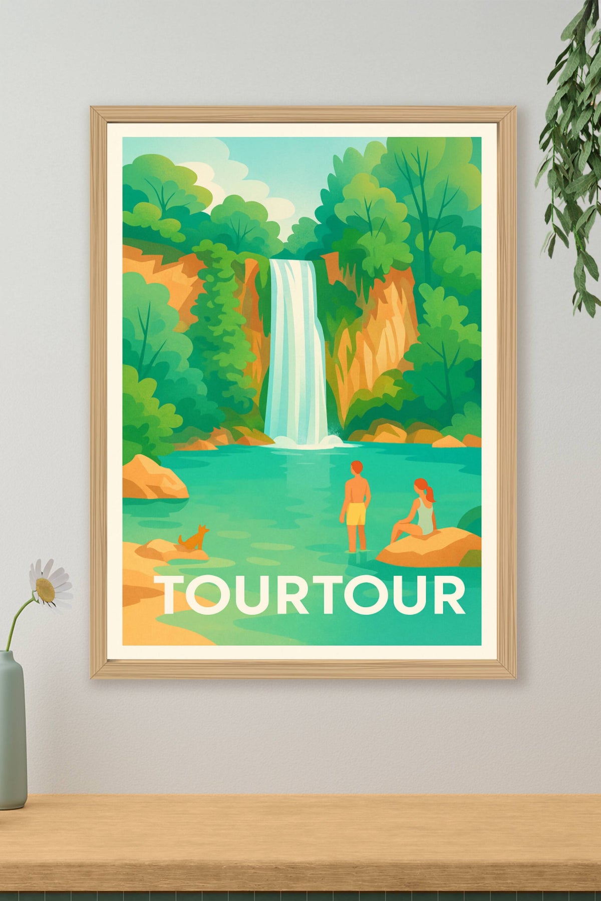 Affiche Tourtour — Évasion nature au cœur de la cascade · poster d'art de Tourtour