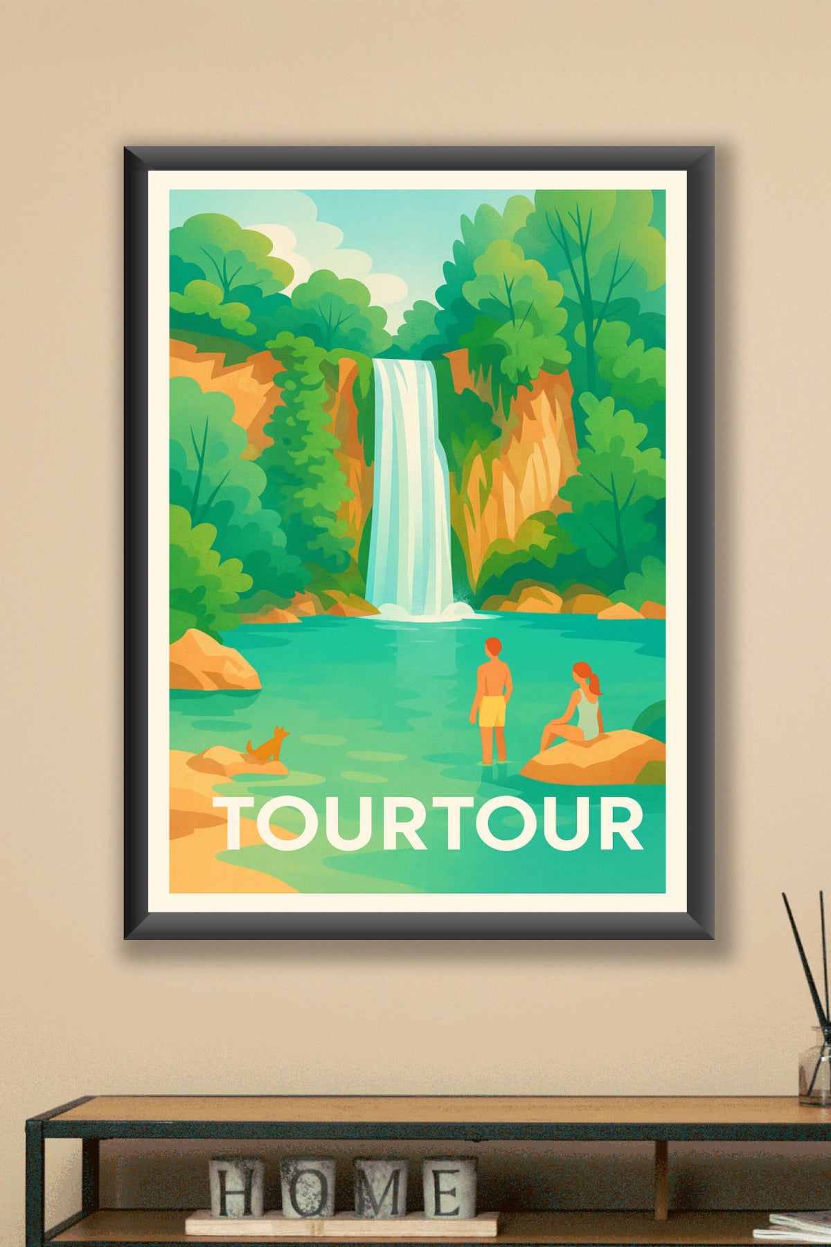 Affiche Tourtour — Évasion nature au cœur de la cascade · poster d'art de Tourtour