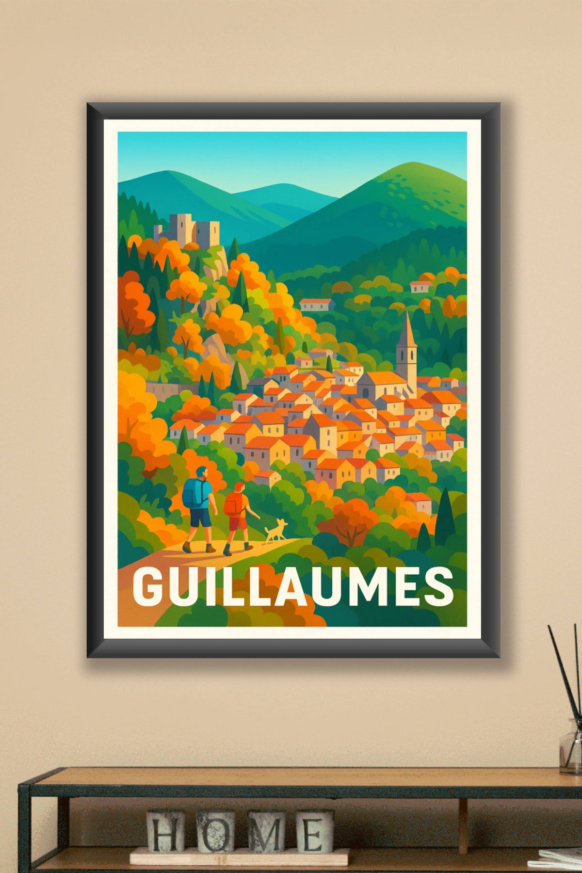 Affiche Guillaumes — Invitation à la randonnée en vallée colorée · poster d'art de Guillaumes