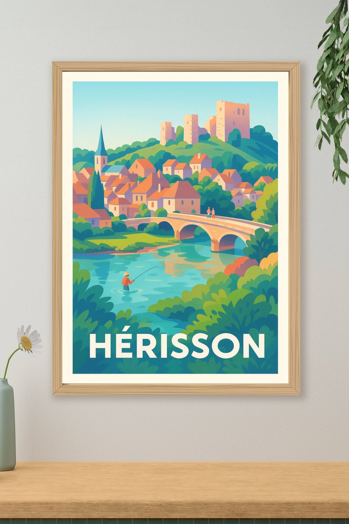 Affiche Hérisson — Charme et sérénité au fil de l'eau · poster d'art de Hérisson