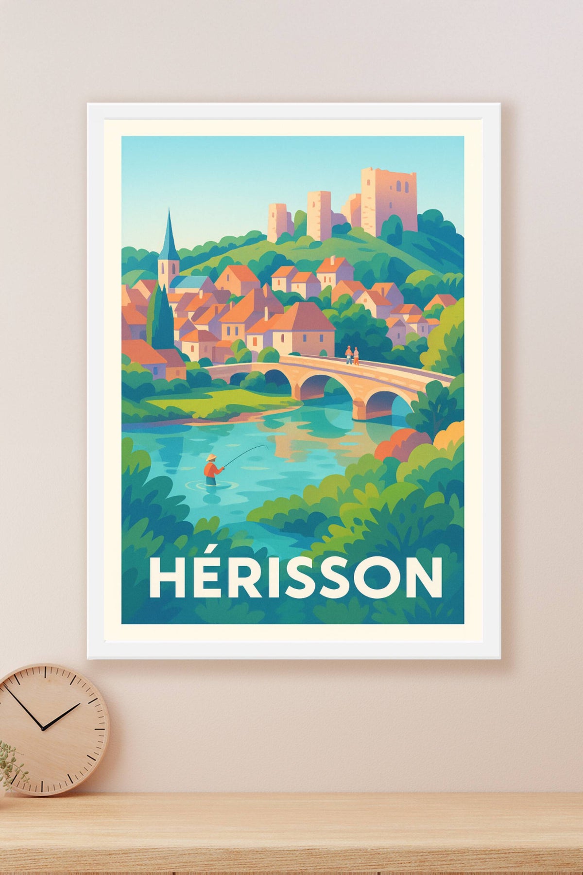 Affiche Hérisson — Charme et sérénité au fil de l'eau · poster d'art de Hérisson