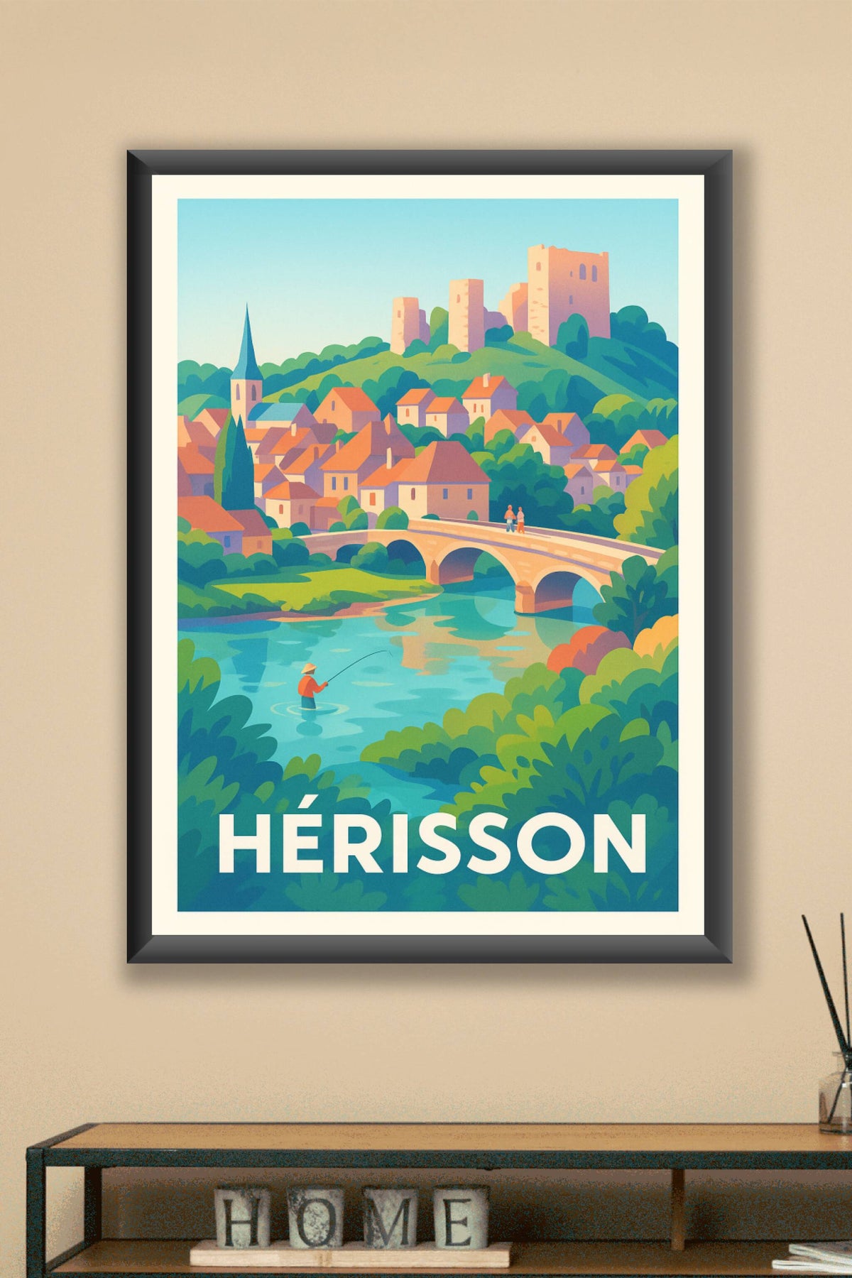 Affiche Hérisson — Charme et sérénité au fil de l'eau · poster d'art de Hérisson