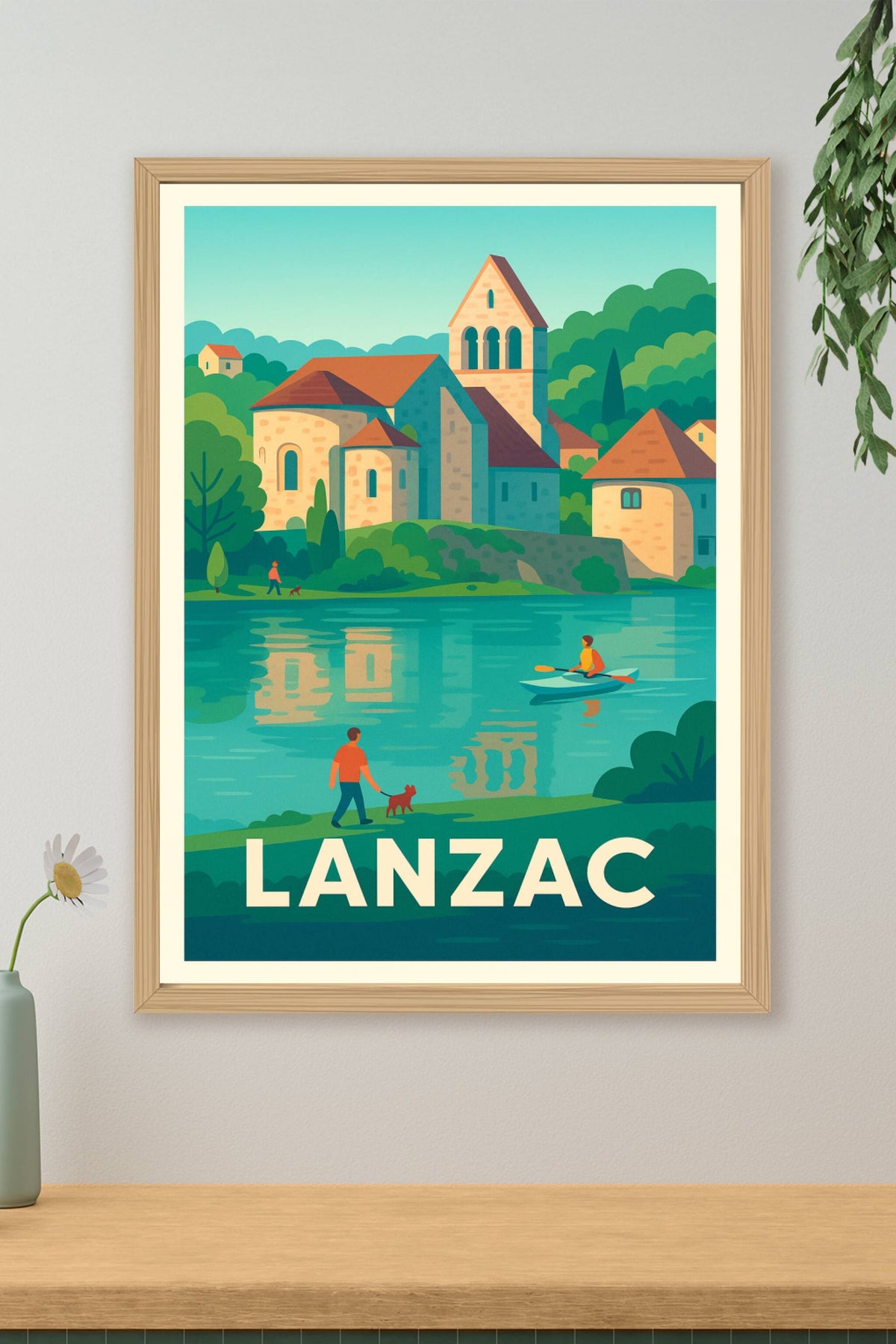 Affiche Lanzac — Charme paisible au bord de l'eau · poster d'art de Lanzac