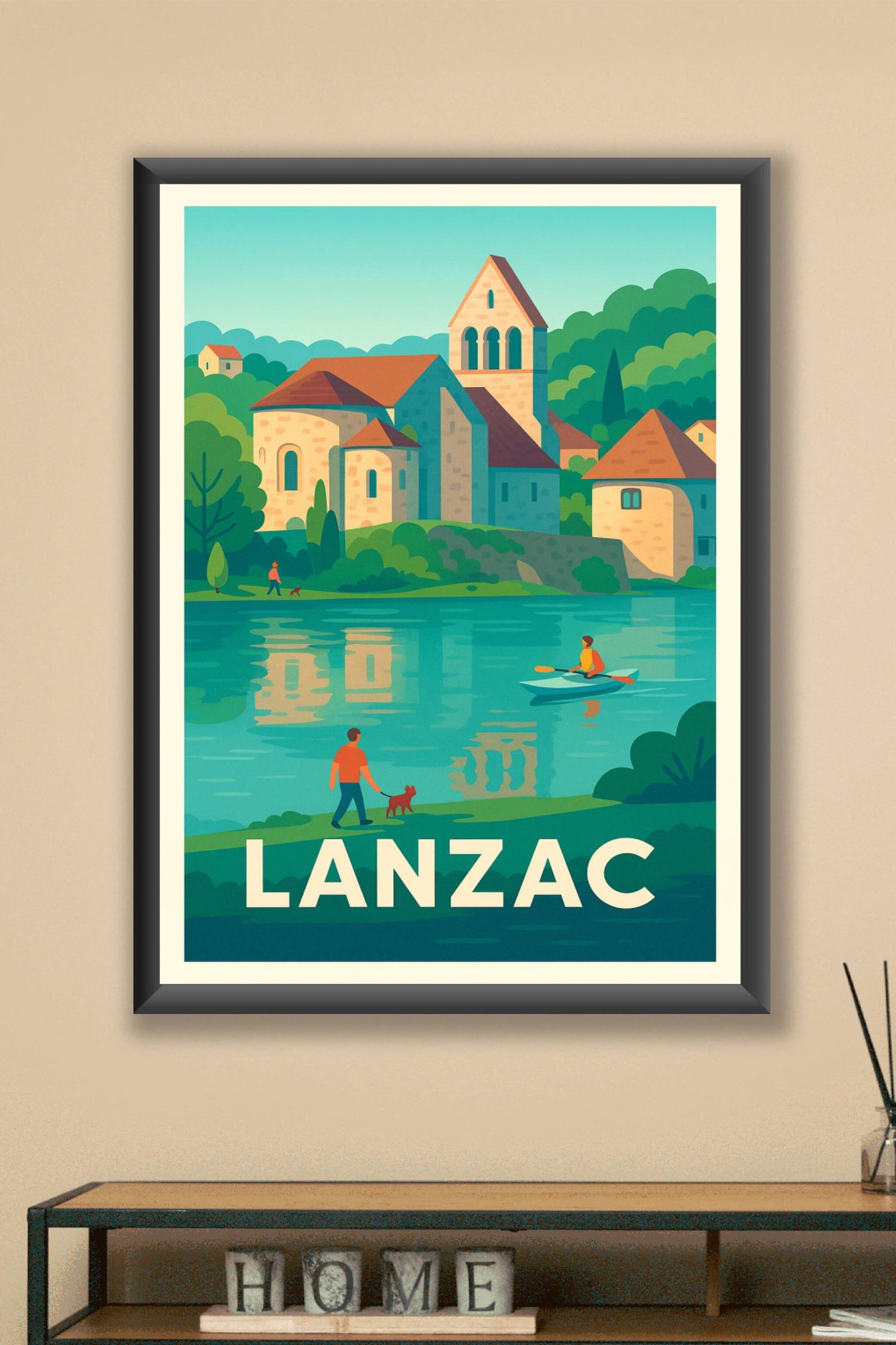 Affiche Lanzac — Charme paisible au bord de l'eau · poster d'art de Lanzac
