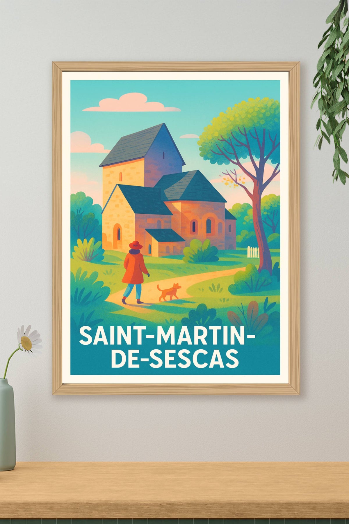 Affiche Saint-Martin-de-Sescas — Promenade bucolique au cœur du vignoble · poster d'art de Saint-Martin-de-Sescas