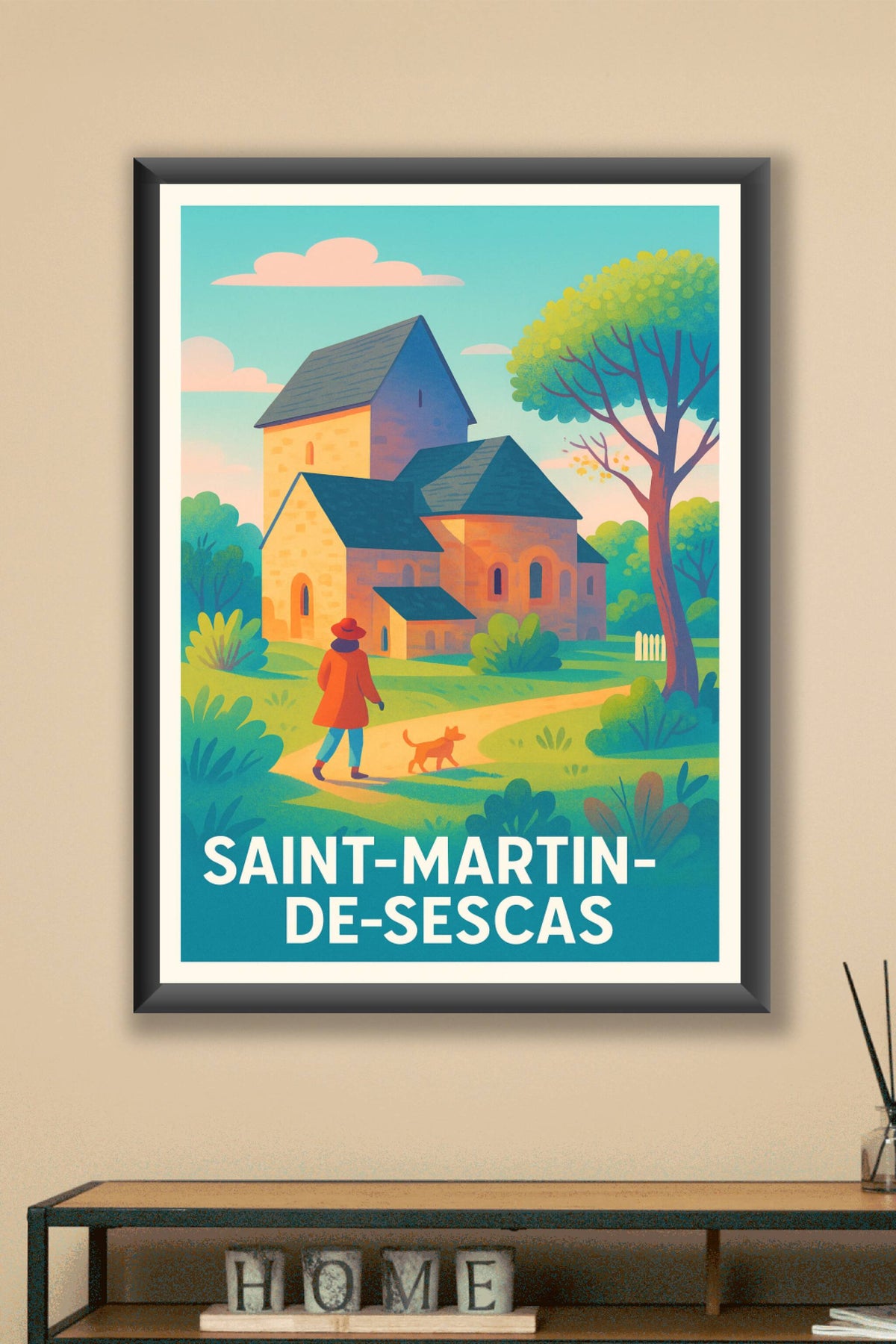 Affiche Saint-Martin-de-Sescas — Promenade bucolique au cœur du vignoble · poster d'art de Saint-Martin-de-Sescas