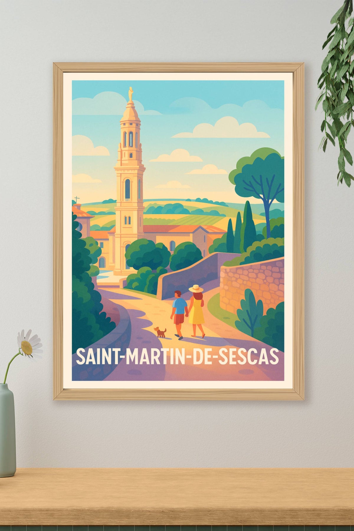 Affiche Saint-Martin-de-Sescas — Promenade paisible au cœur du vignoble · poster d'art de Saint-Martin-de-Sescas