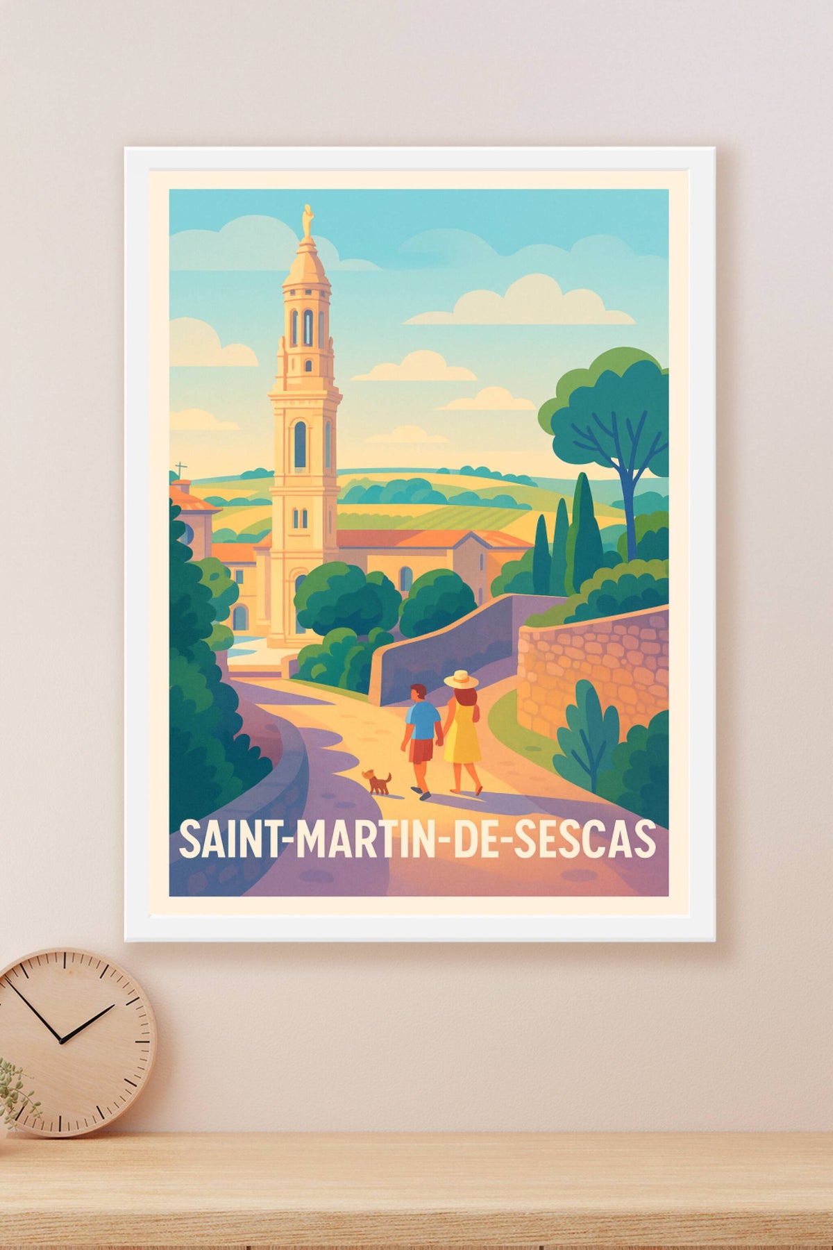 Affiche Saint-Martin-de-Sescas — Promenade paisible au cœur du vignoble · poster d'art de Saint-Martin-de-Sescas