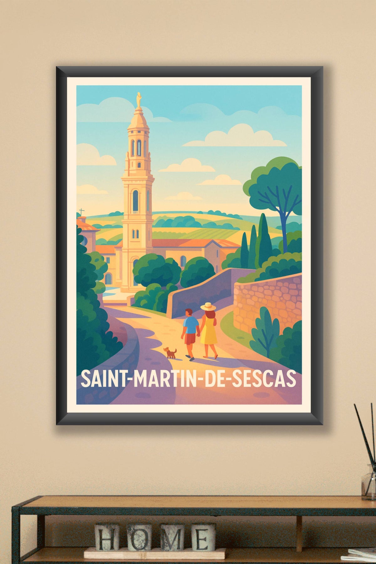 Affiche Saint-Martin-de-Sescas — Promenade paisible au cœur du vignoble · poster d'art de Saint-Martin-de-Sescas