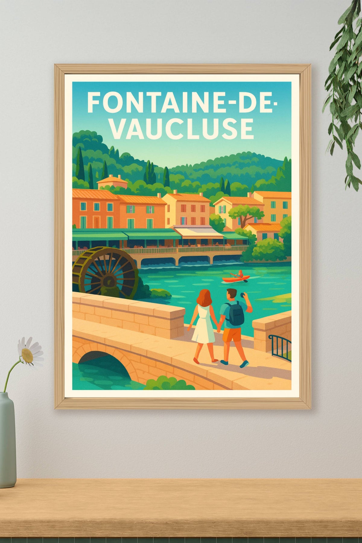 Affiche Fontaine-de-Vaucluse — Escapade bucolique au fil de l'eau · poster d'art de Fontaine-de-Vaucluse