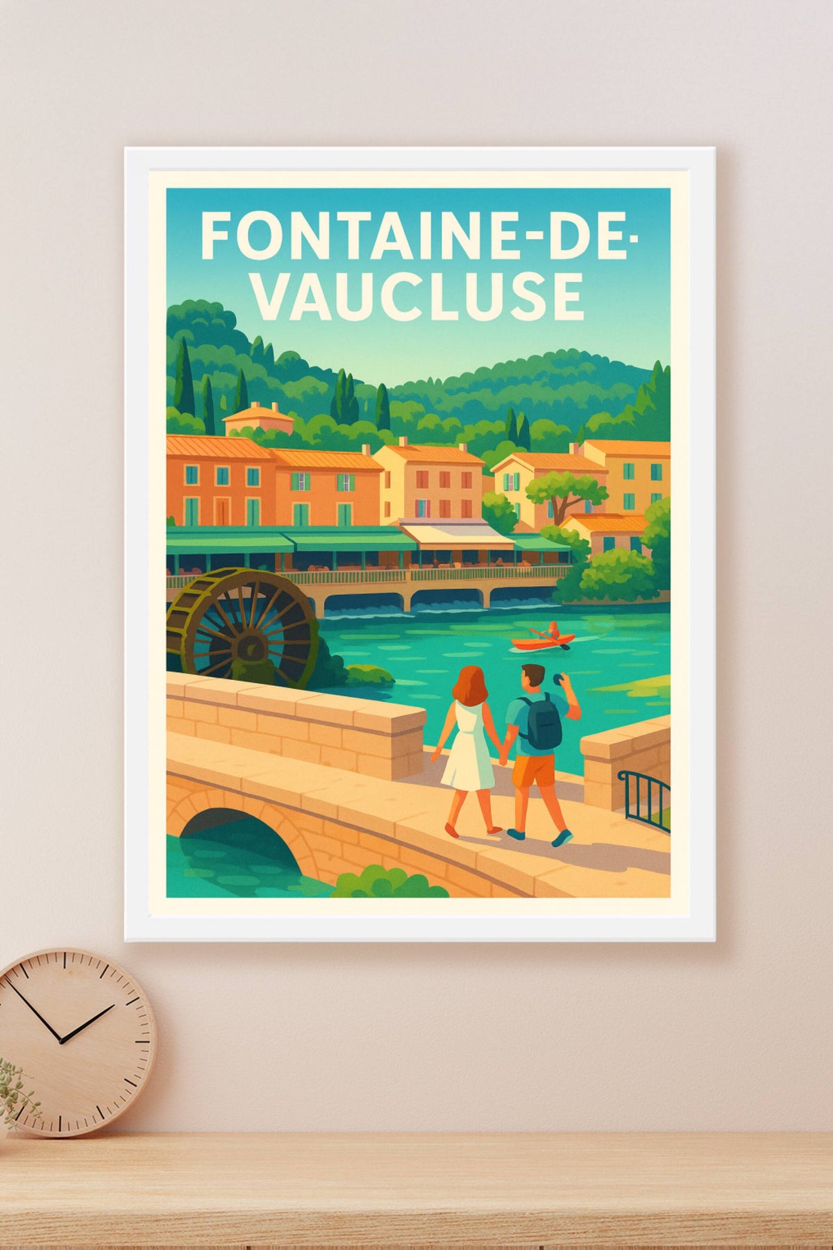 Affiche Fontaine-de-Vaucluse — Escapade bucolique au fil de l'eau · poster d'art de Fontaine-de-Vaucluse