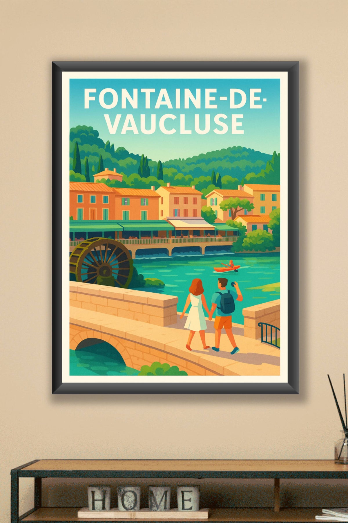Affiche Fontaine-de-Vaucluse — Escapade bucolique au fil de l'eau · poster d'art de Fontaine-de-Vaucluse