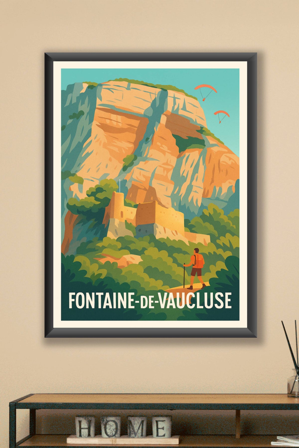 Affiche Fontaine-de-Vaucluse — Aventure et nature en Provence · poster d'art de Fontaine-de-Vaucluse