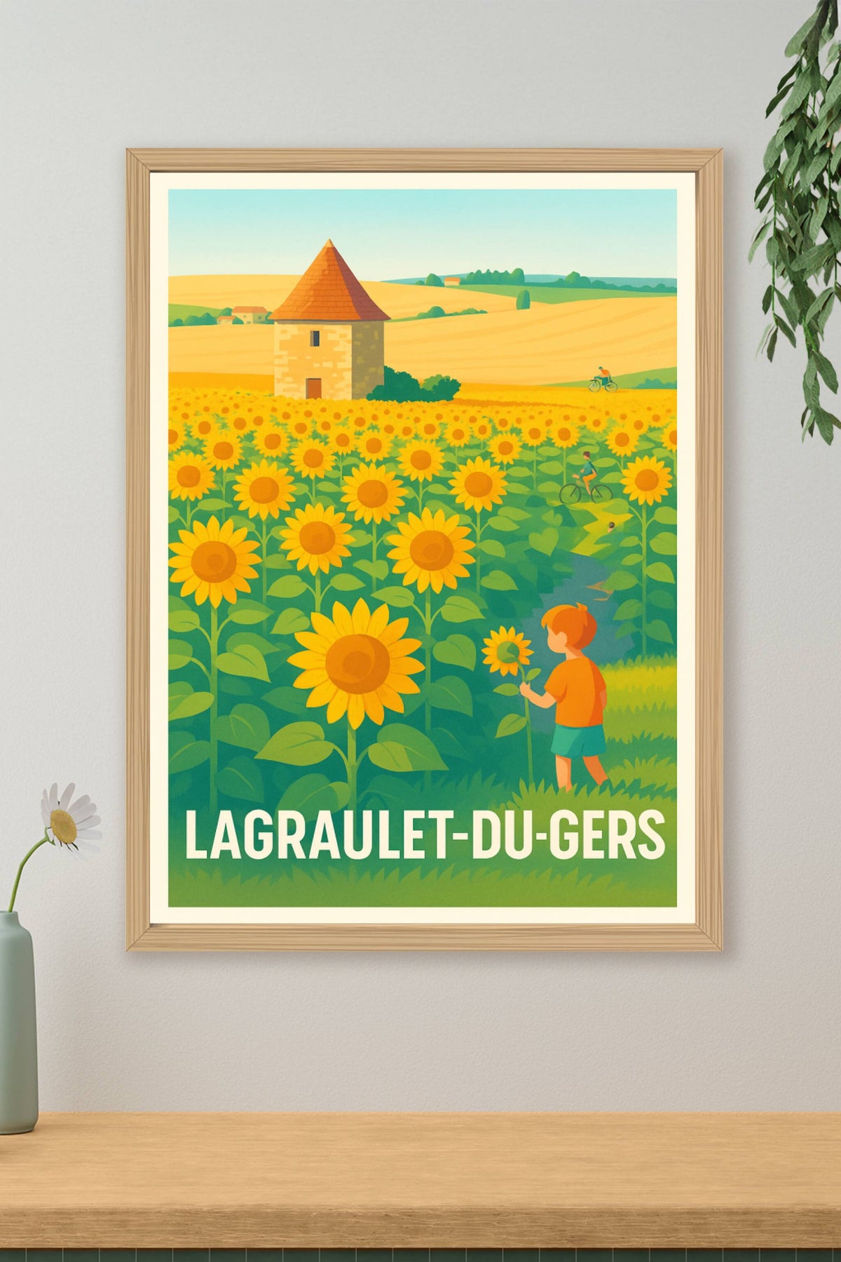 Affiche Lagraulet-du-Gers — L'été ensoleillé au cœur de la campagne · poster d'art de Lagraulet-du-Gers
