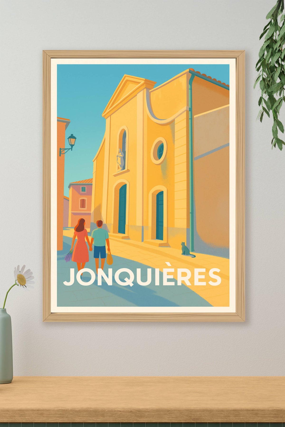 Affiche Jonquières — Promenade ensoleillée au cœur du village · poster d'art de Jonquières