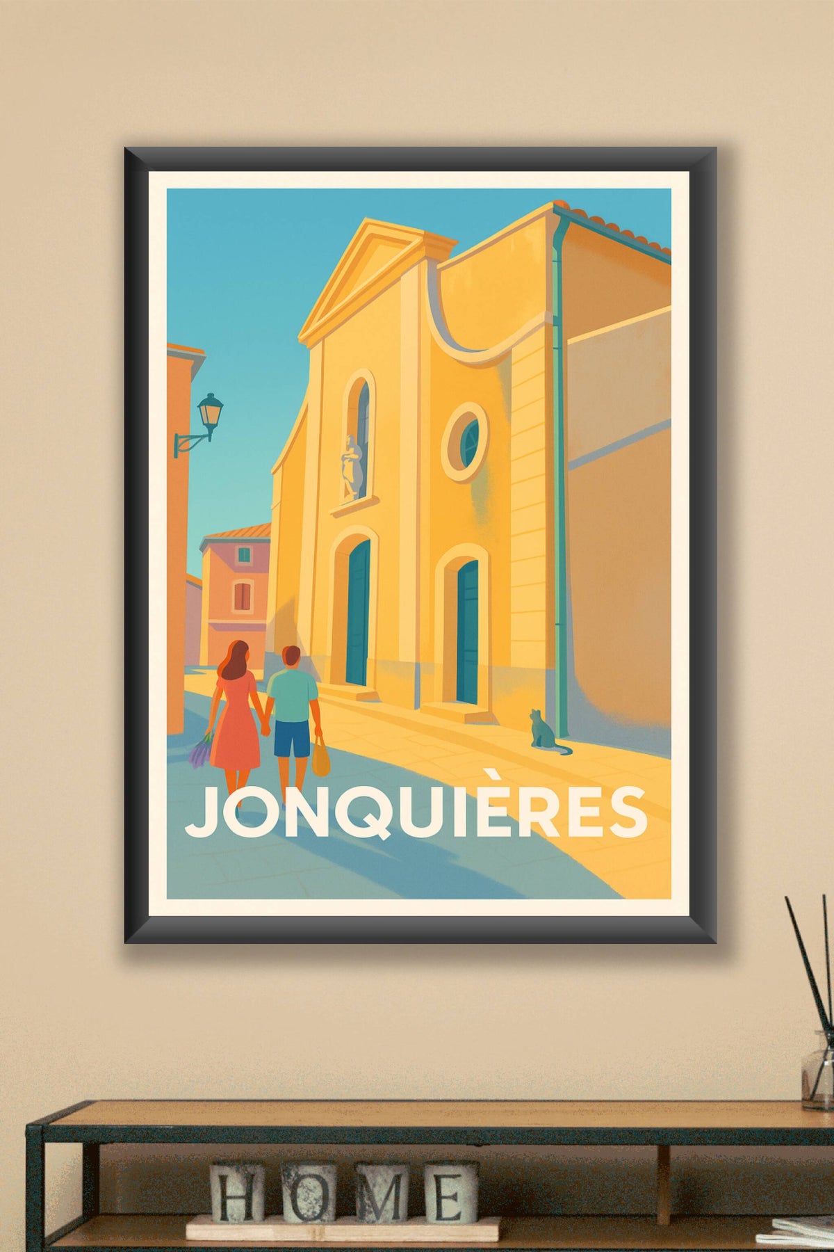 Affiche Jonquières — Promenade ensoleillée au cœur du village · poster d'art de Jonquières