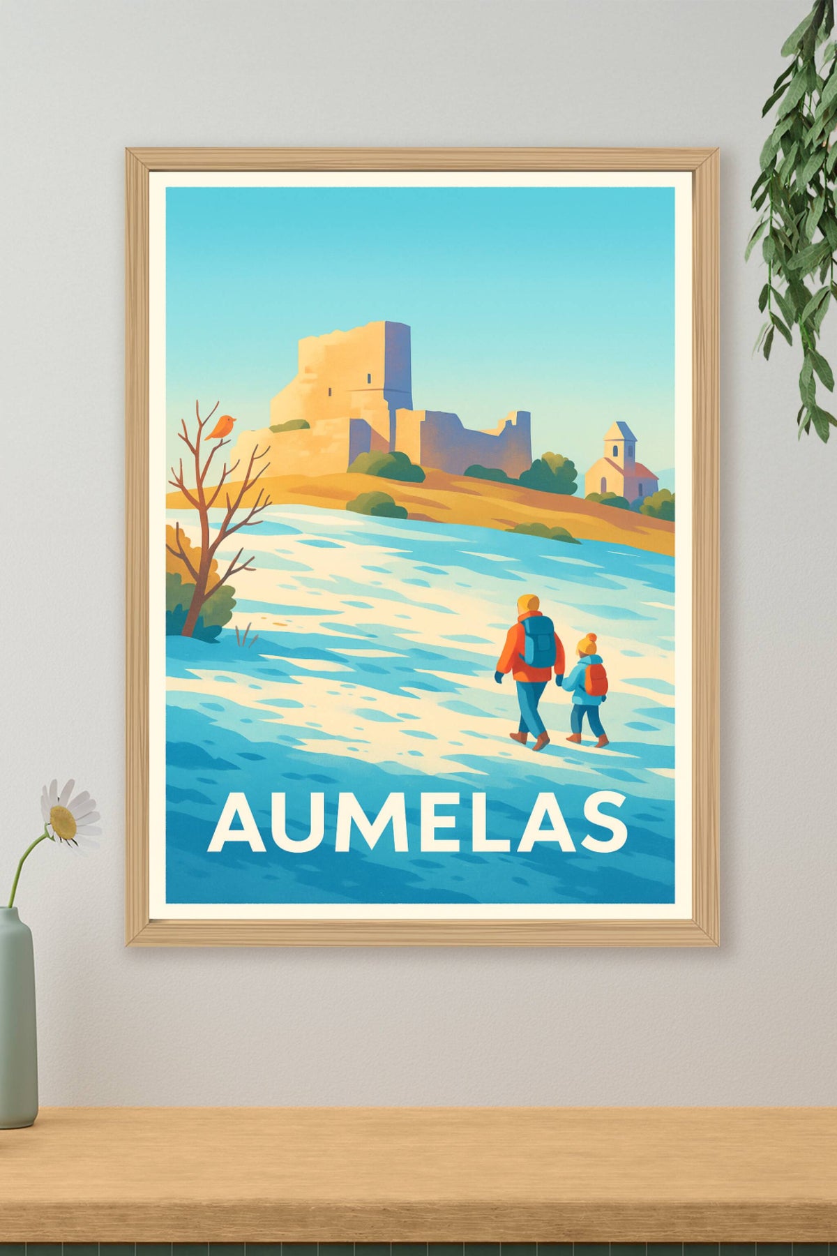 Affiche Aumelas — Balade hivernale au Château · poster d'art de Aumelas