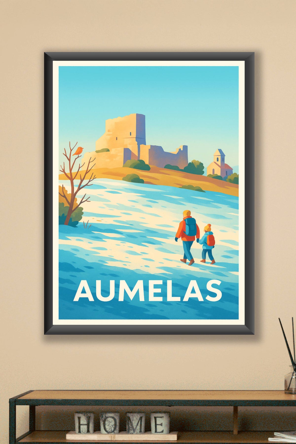 Affiche Aumelas — Balade hivernale au Château · poster d'art de Aumelas