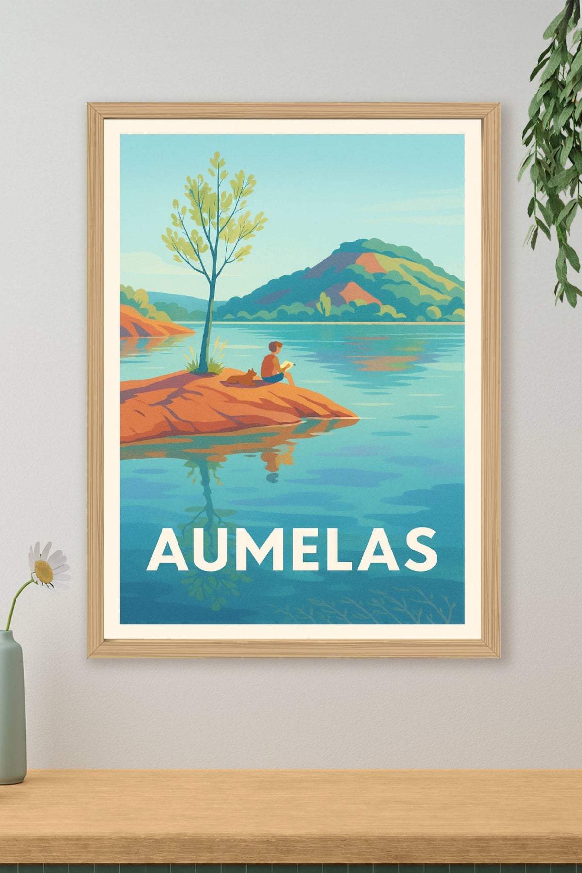 Affiche Aumelas — Sérénité au bord de l'eau · poster d'art de Aumelas