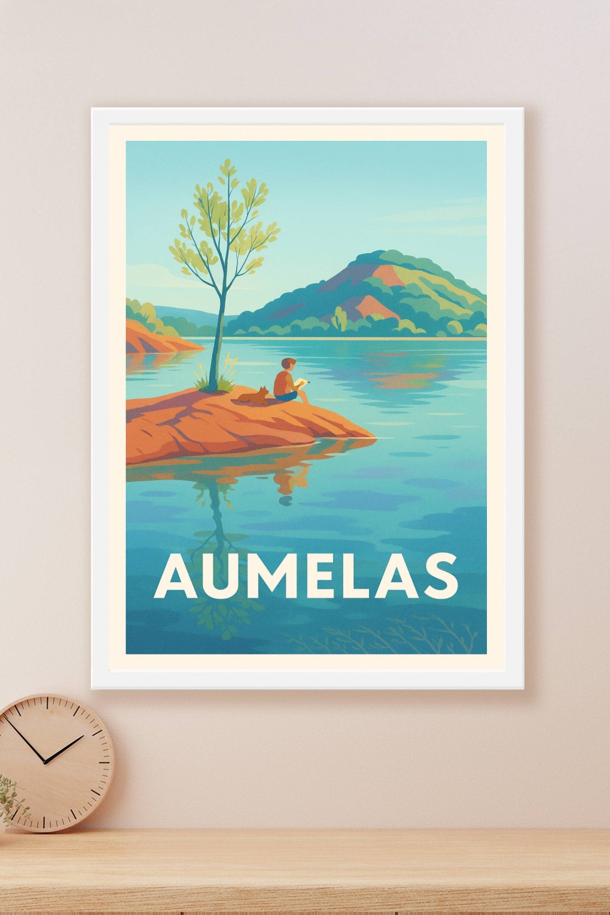 Affiche Aumelas — Sérénité au bord de l'eau · poster d'art de Aumelas