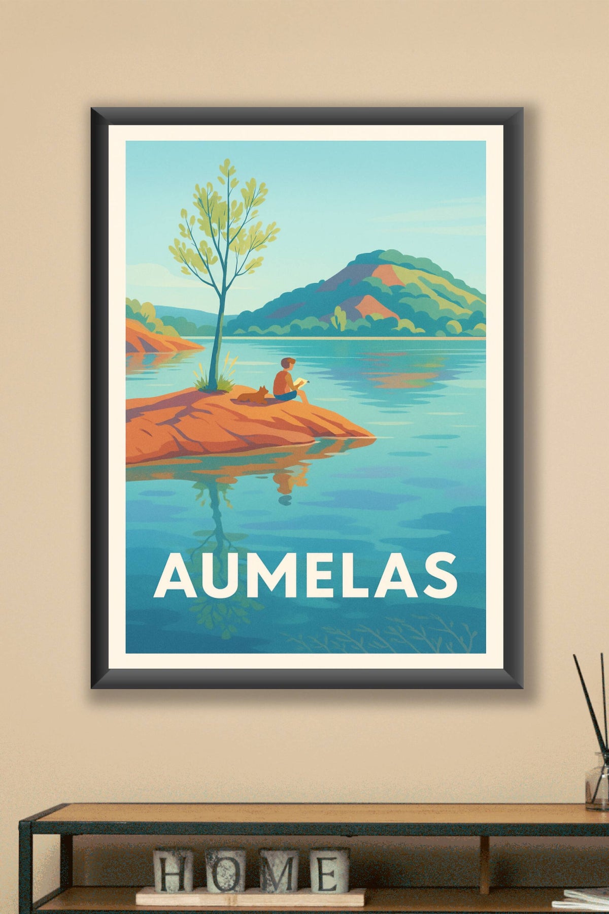 Affiche Aumelas — Sérénité au bord de l'eau · poster d'art de Aumelas