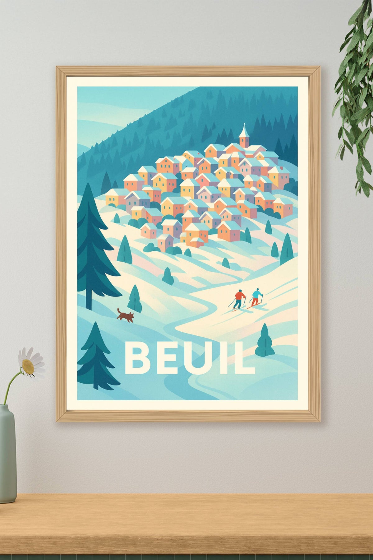 Affiche Beuil — Charmant village enneigé des Alpes · poster d'art de Beuil