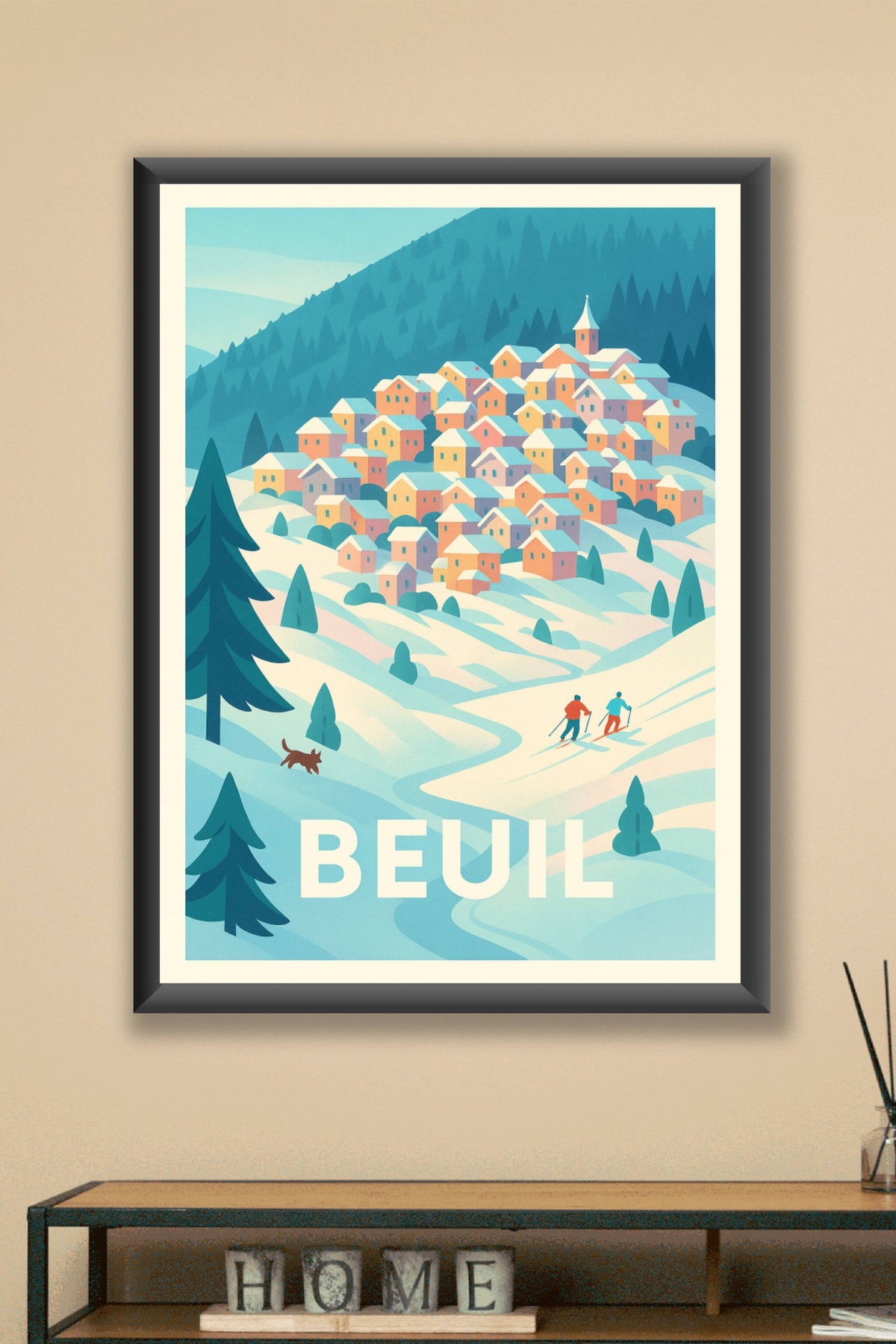 Affiche Beuil — Charmant village enneigé des Alpes · poster d'art de Beuil