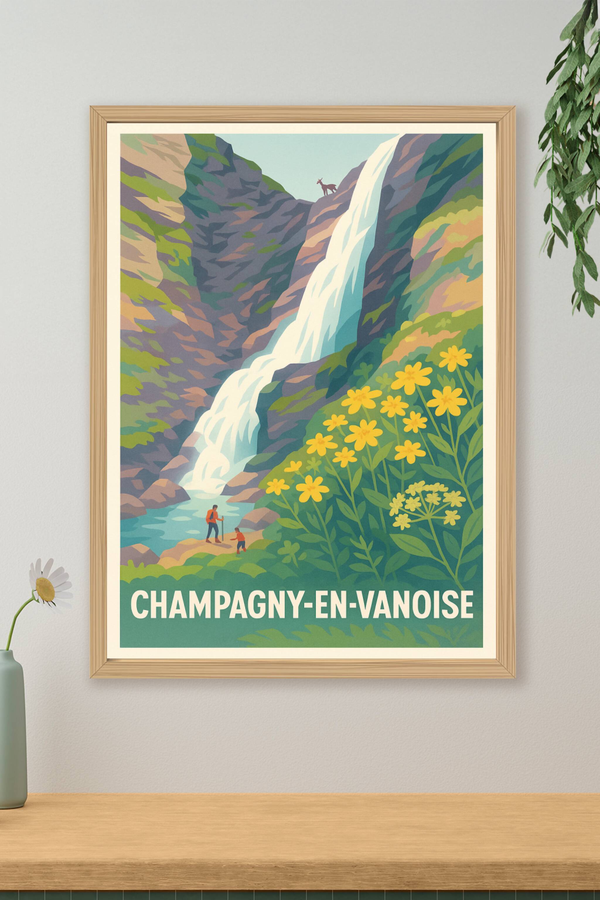Affiche de Champagny-en-Vanoise - Évasion Nature et Cascade Majestueuse