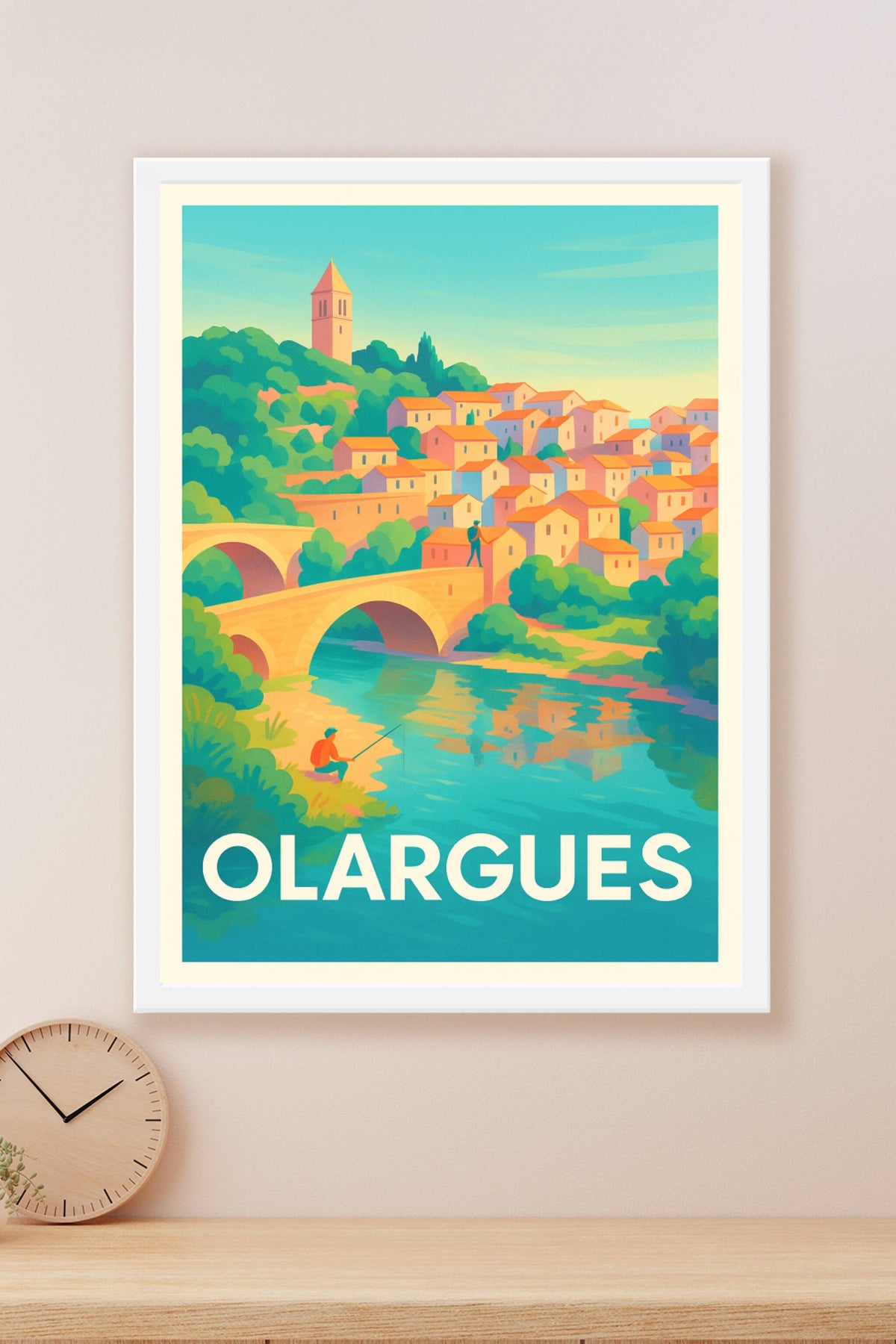 Affiche Olargues — Charme Bucolique au Bord de l'Eau · poster d'art de Olargues