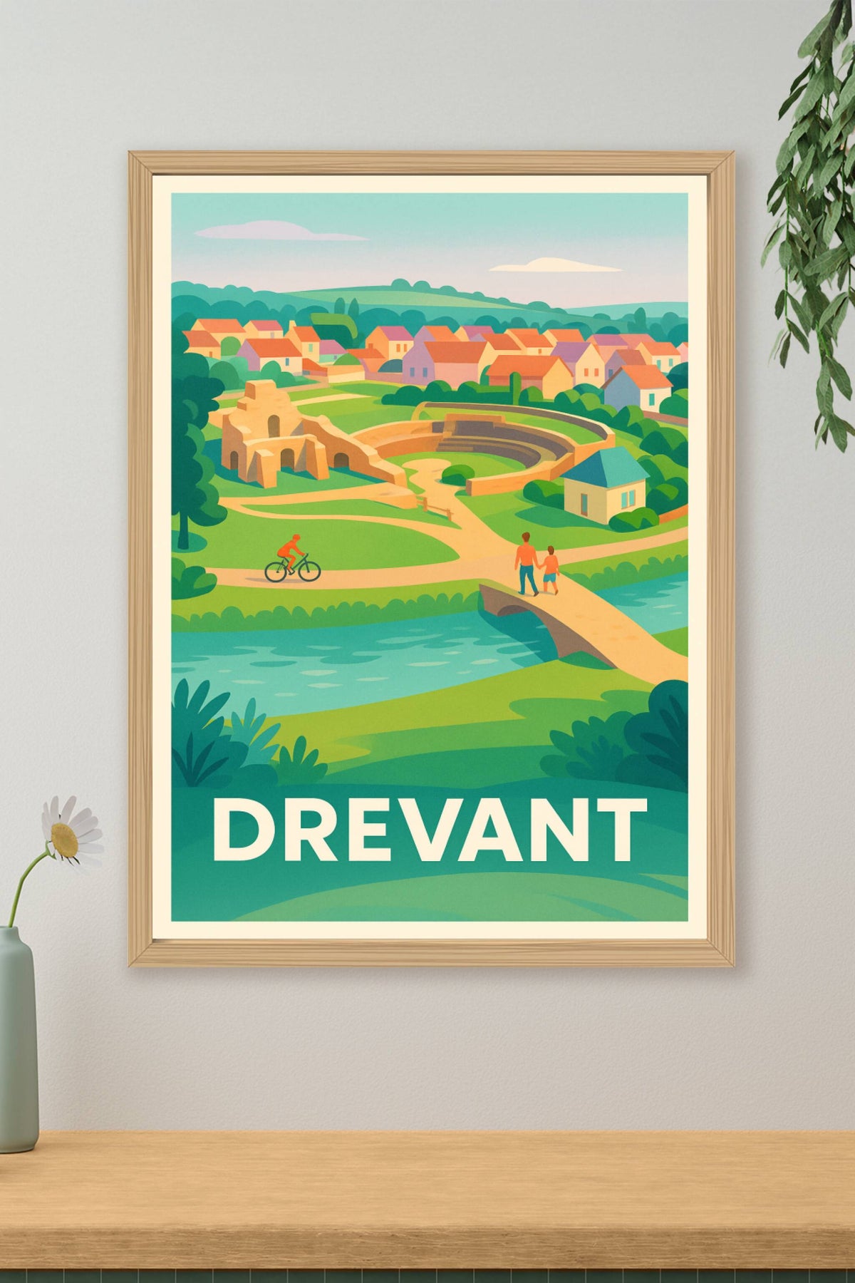 Affiche Drevant — Charme bucolique au fil de l'eau · poster d'art de Drevant