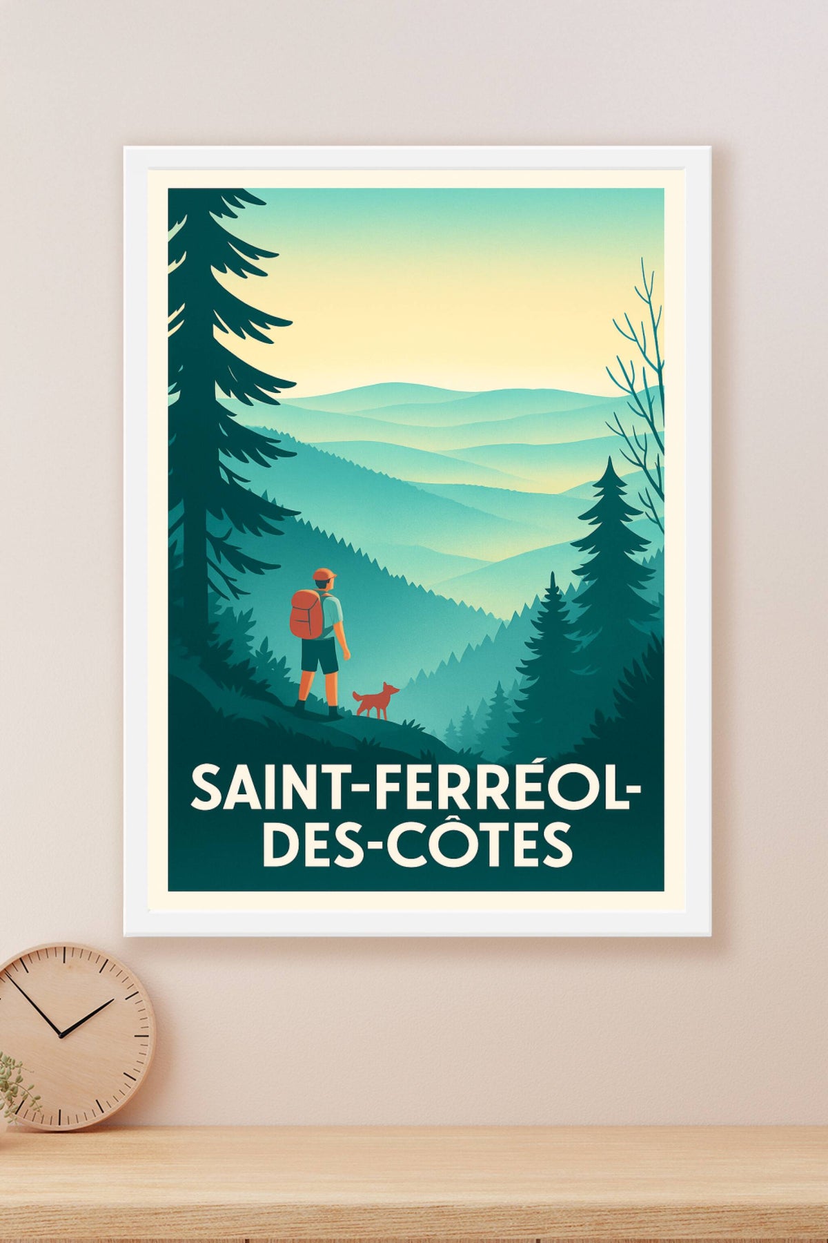 Affiche Saint-Ferréol-des-Côtes — Aventure et sérénité en pleine nature · poster d'art de Saint-Ferréol-des-Côtes