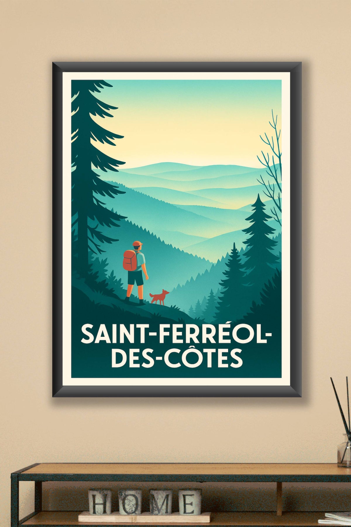 Affiche Saint-Ferréol-des-Côtes — Aventure et sérénité en pleine nature · poster d'art de Saint-Ferréol-des-Côtes