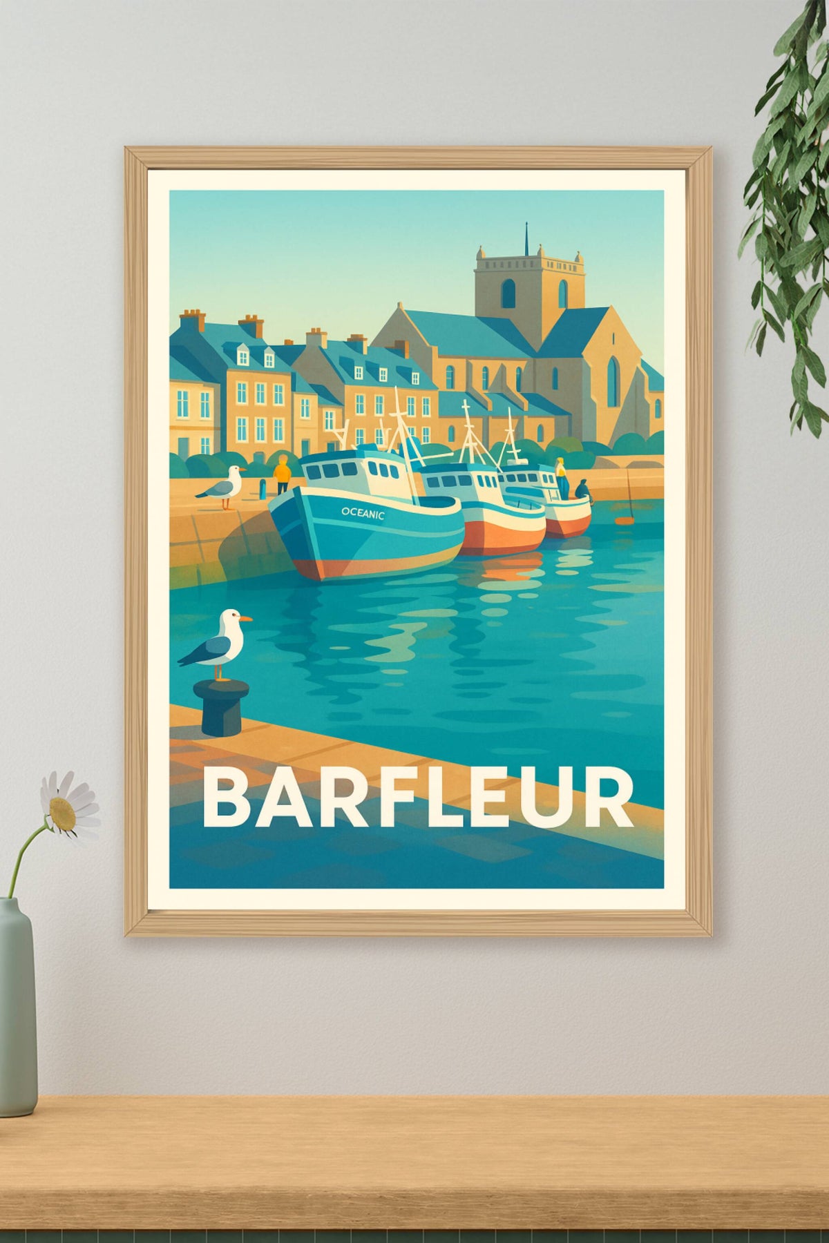 Affiche Barfleur — Charme intemporel du port normand · poster d'art de Barfleur