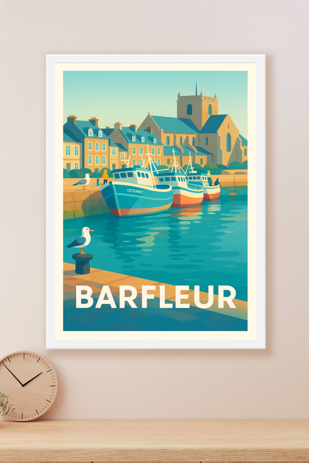 Affiche Barfleur — Charme intemporel du port normand · poster d'art de Barfleur