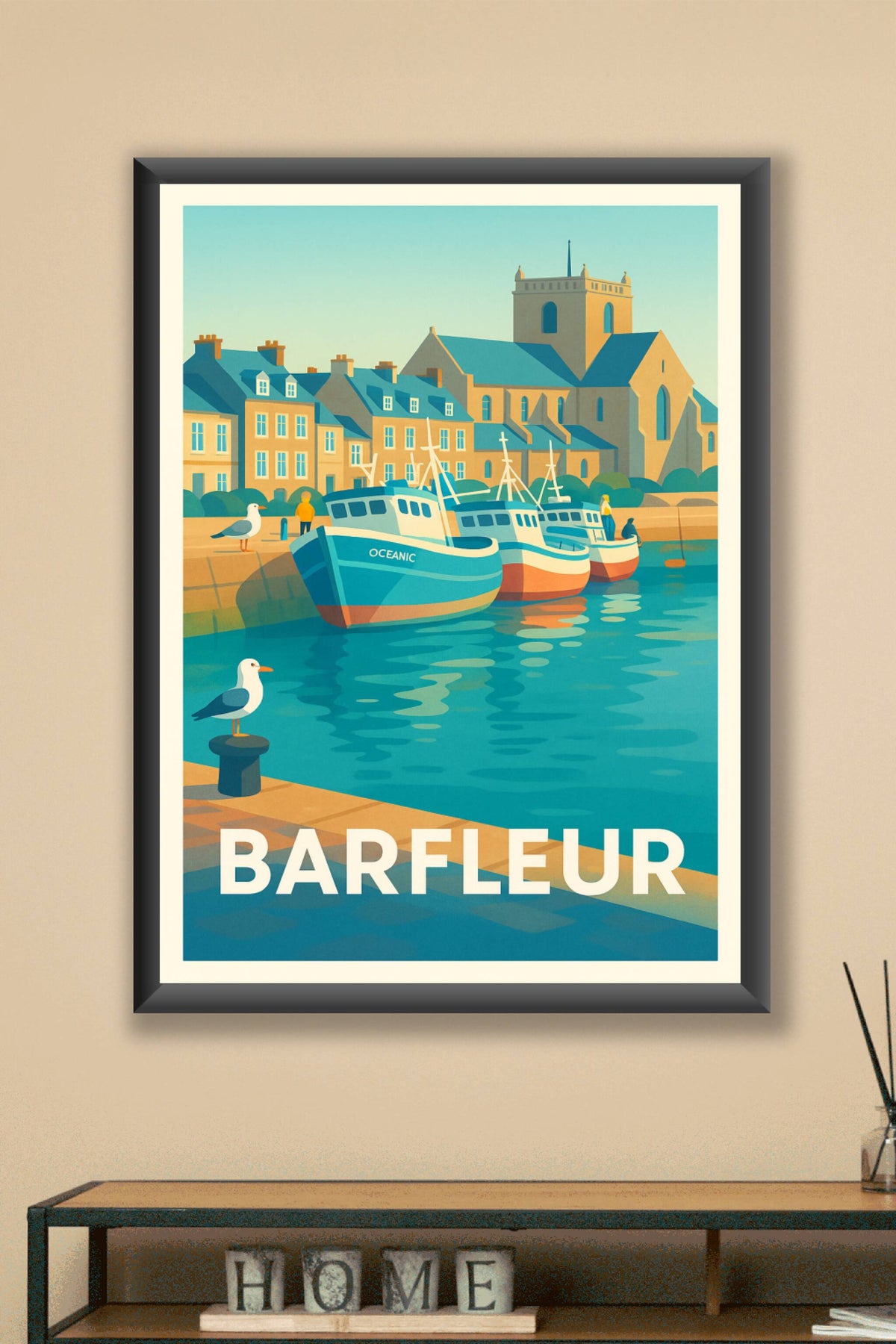 Affiche Barfleur — Charme intemporel du port normand · poster d'art de Barfleur