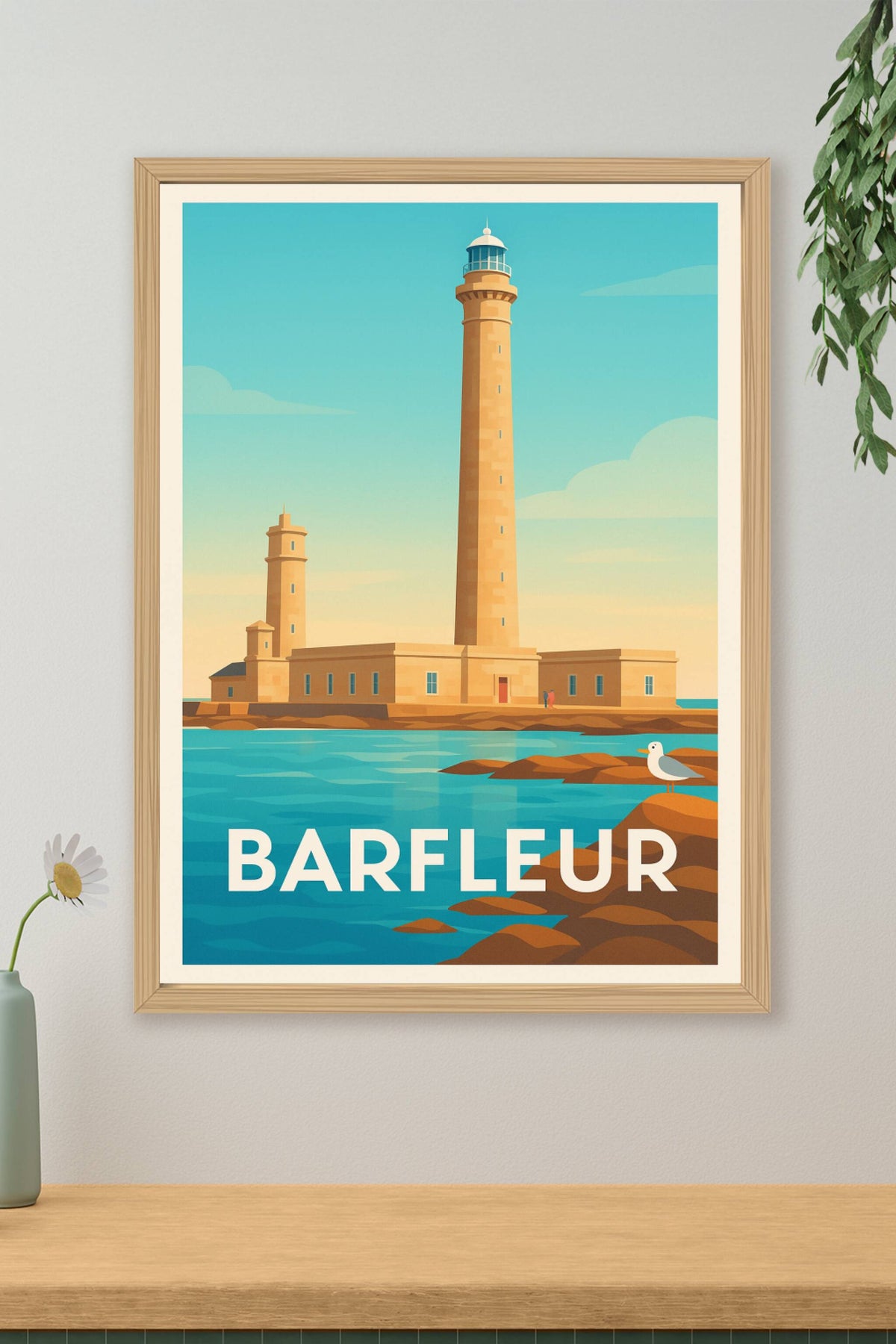 Affiche Barfleur — L'élégance maritime du phare emblématique · poster d'art de Barfleur