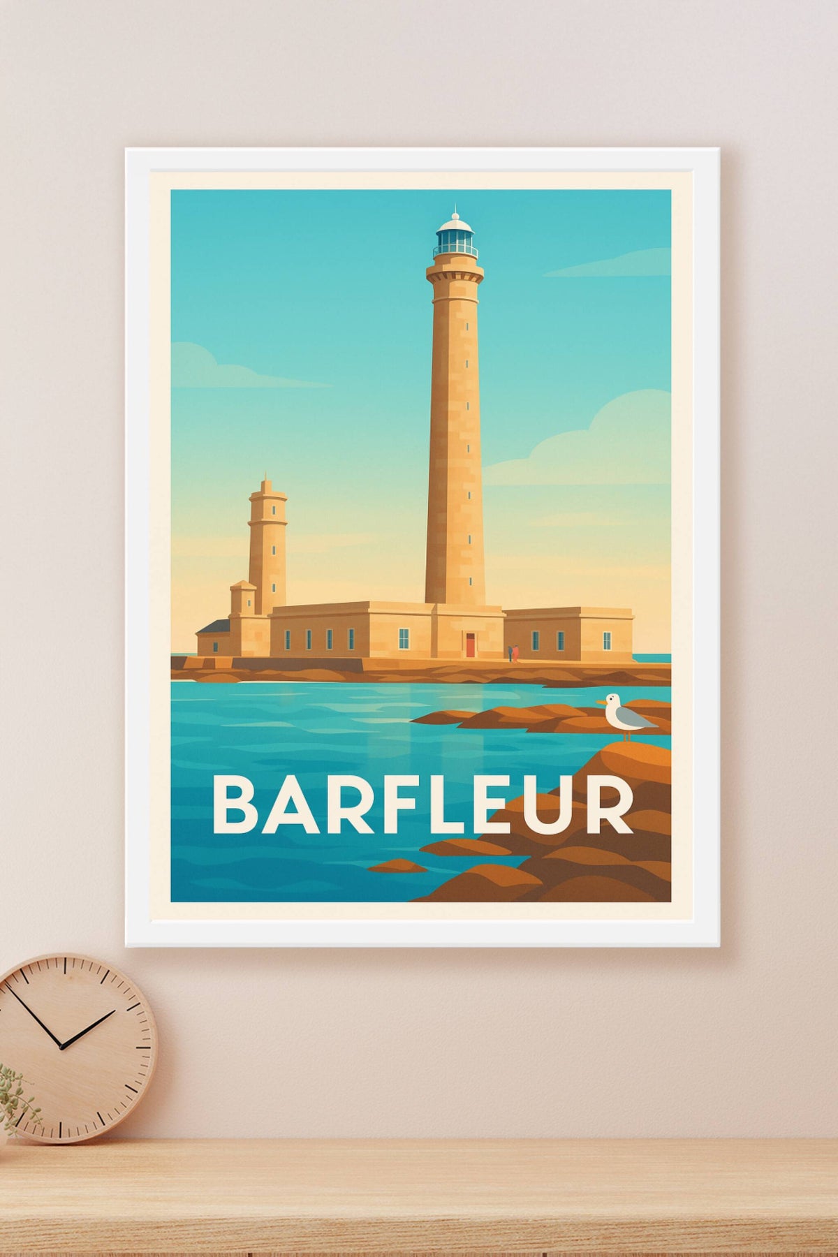 Affiche Barfleur — L'élégance maritime du phare emblématique · poster d'art de Barfleur