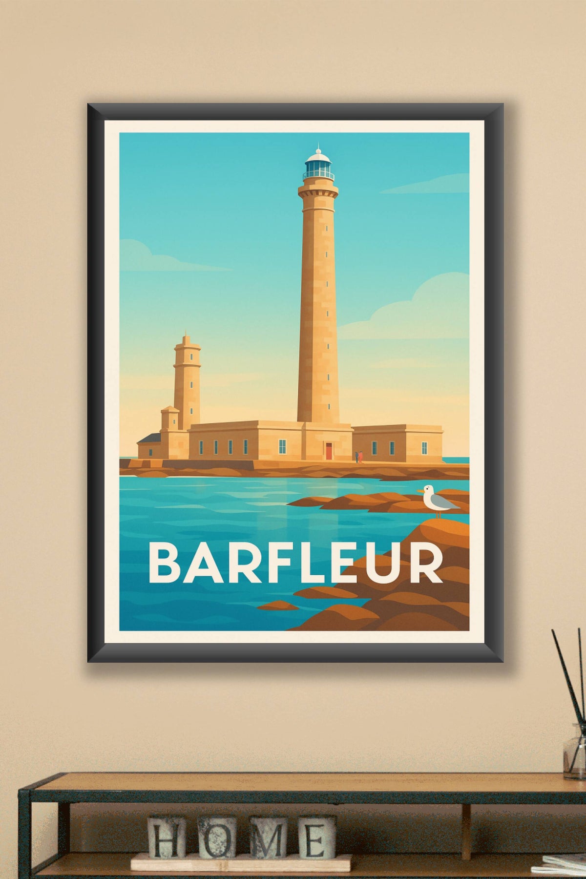 Affiche Barfleur — L'élégance maritime du phare emblématique · poster d'art de Barfleur