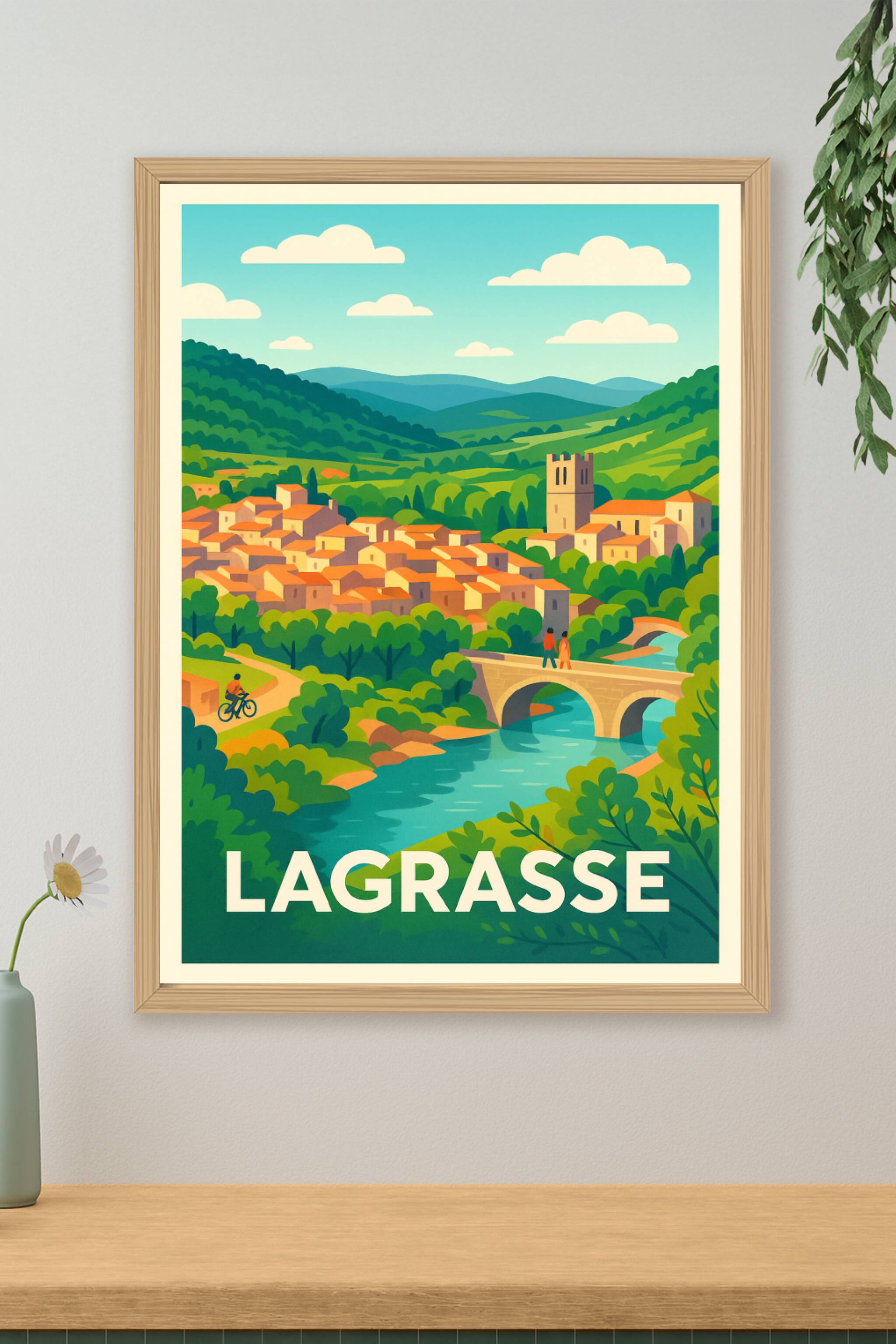Affiche de Lagrasse - Charme pittoresque au cœur de la nature