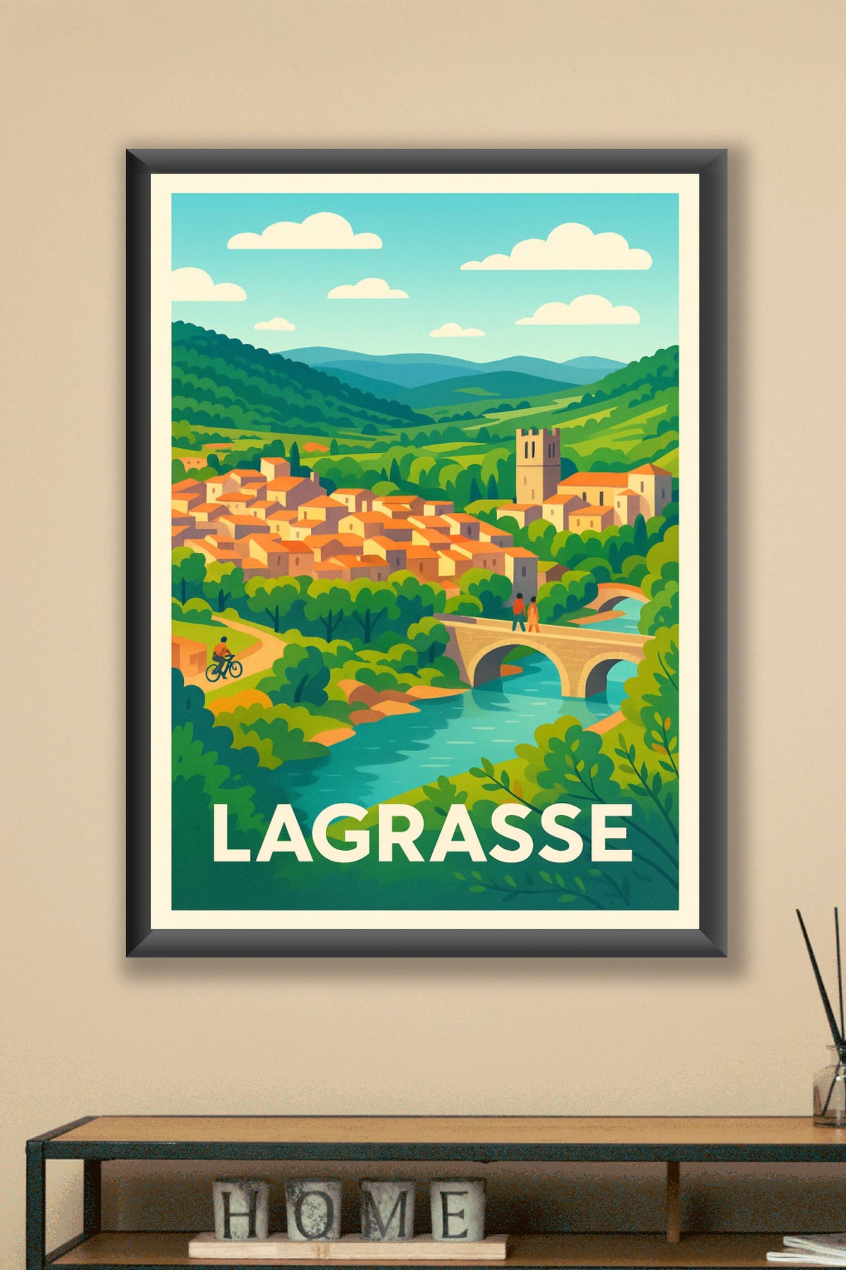 Affiche Lagrasse — Charme pittoresque au cœur de la nature · poster d'art de Lagrasse
