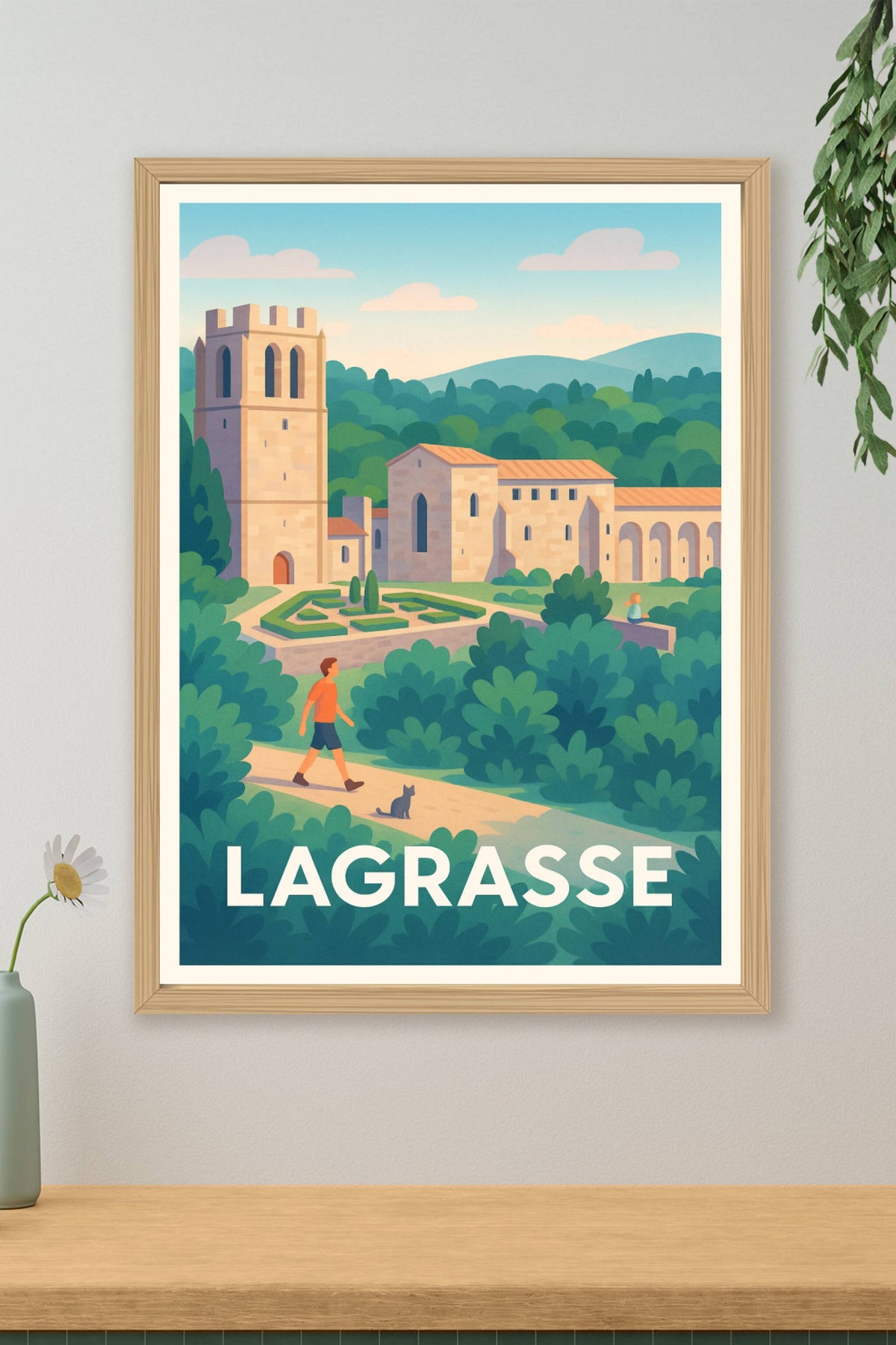 Affiche Lagrasse — Un havre de paix médiéval en paysage bucolique · poster d'art de Lagrasse