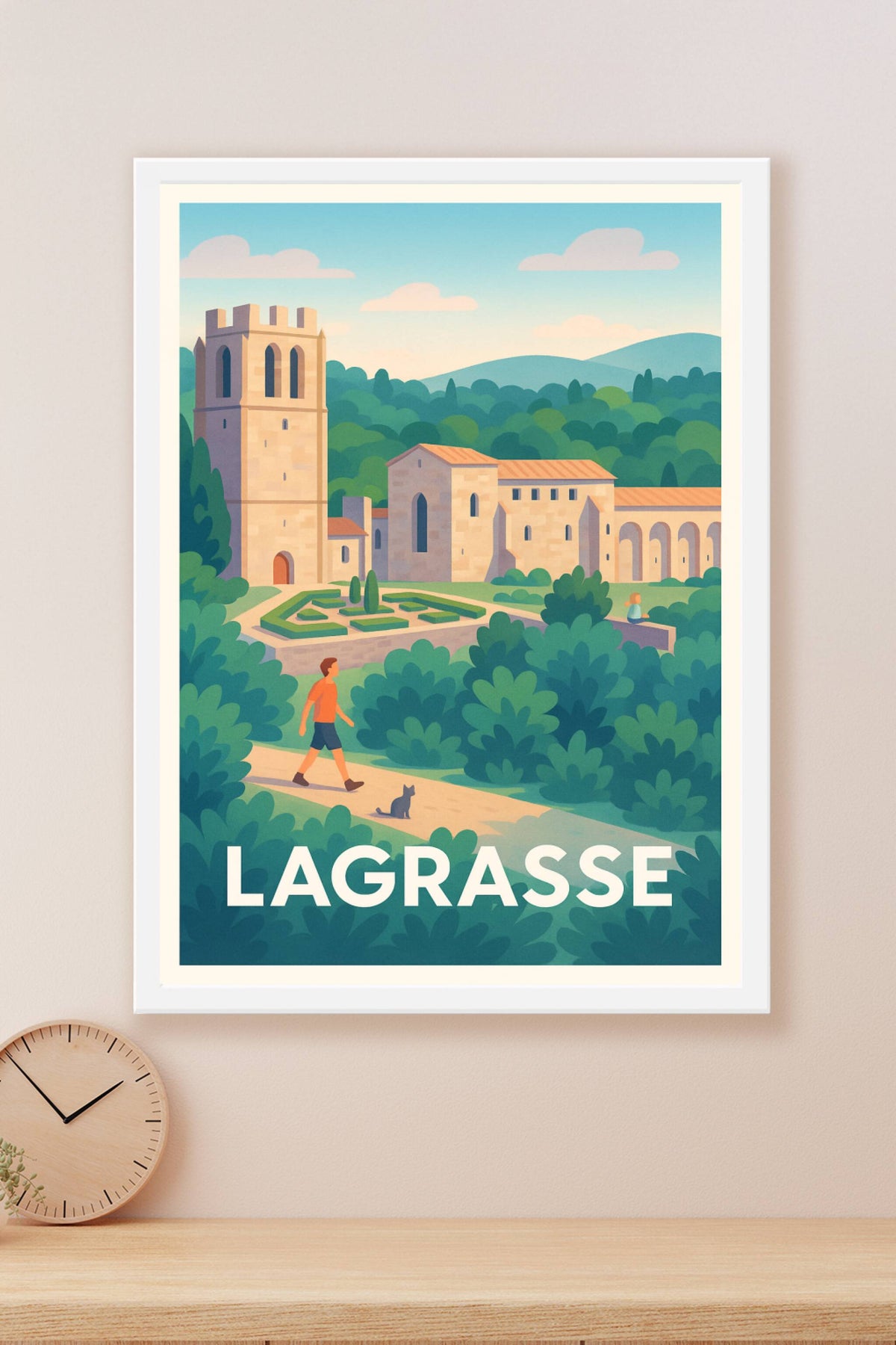 Affiche Lagrasse — Un havre de paix médiéval en paysage bucolique · poster d'art de Lagrasse