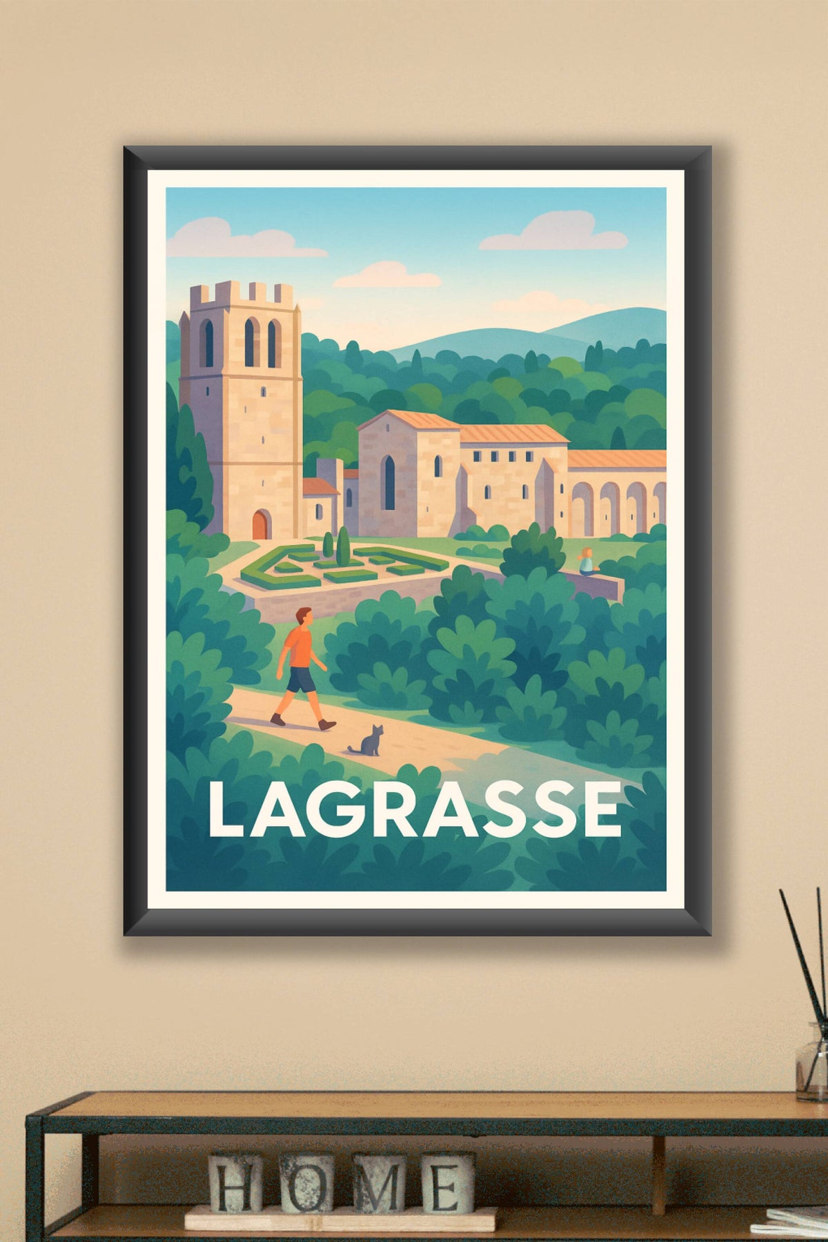 Affiche Lagrasse — Un havre de paix médiéval en paysage bucolique · poster d'art de Lagrasse