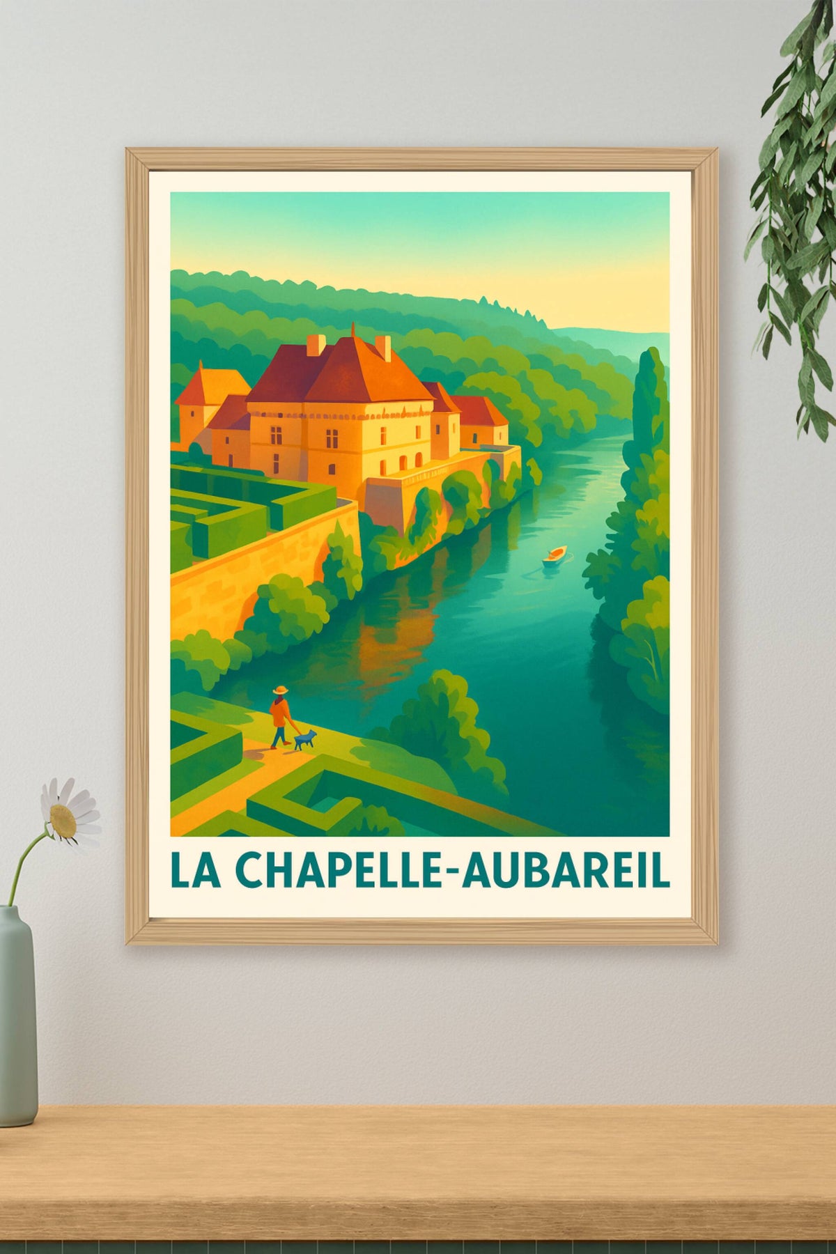 Affiche La Chapelle-Aubareil — Havre de sérénité au bord de l'eau · poster d'art de La Chapelle-Aubareil