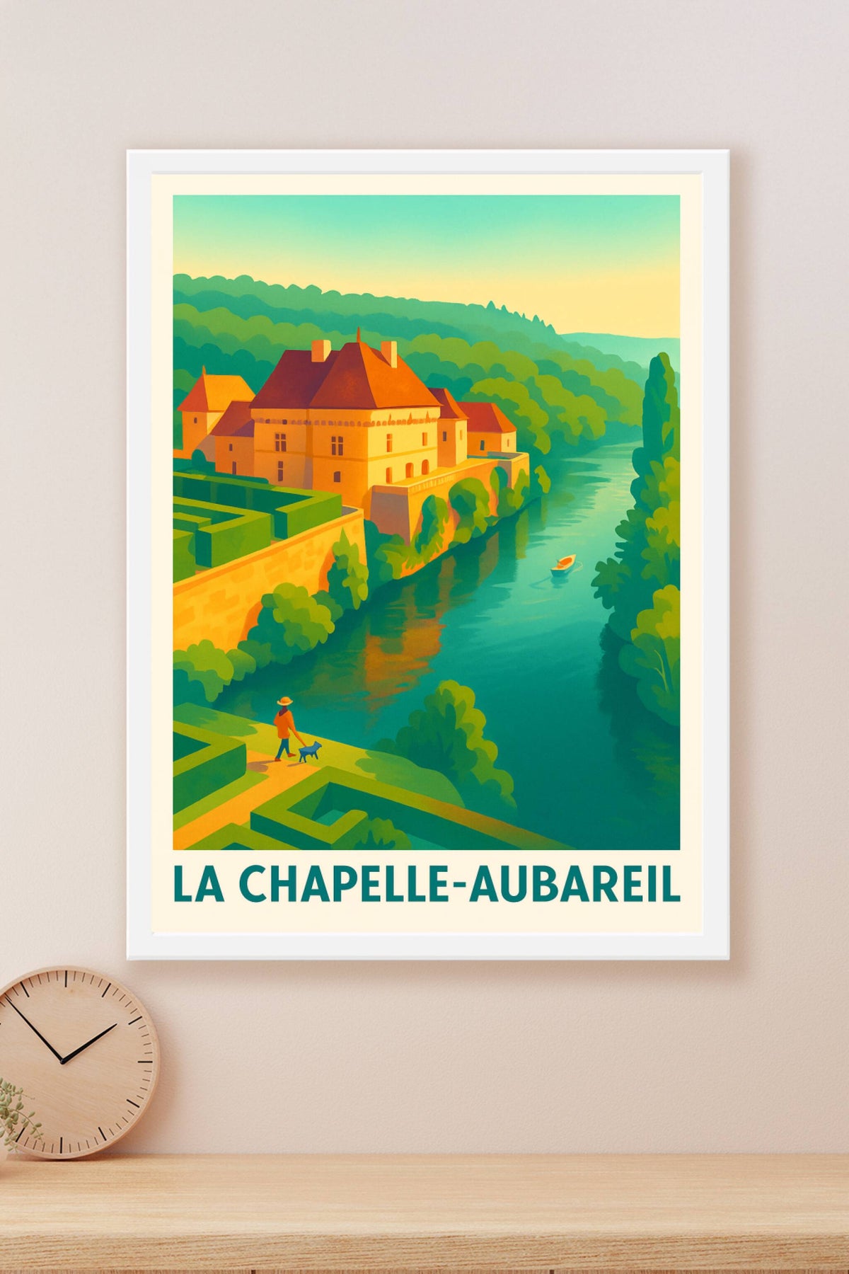 Affiche La Chapelle-Aubareil — Havre de sérénité au bord de l'eau · poster d'art de La Chapelle-Aubareil