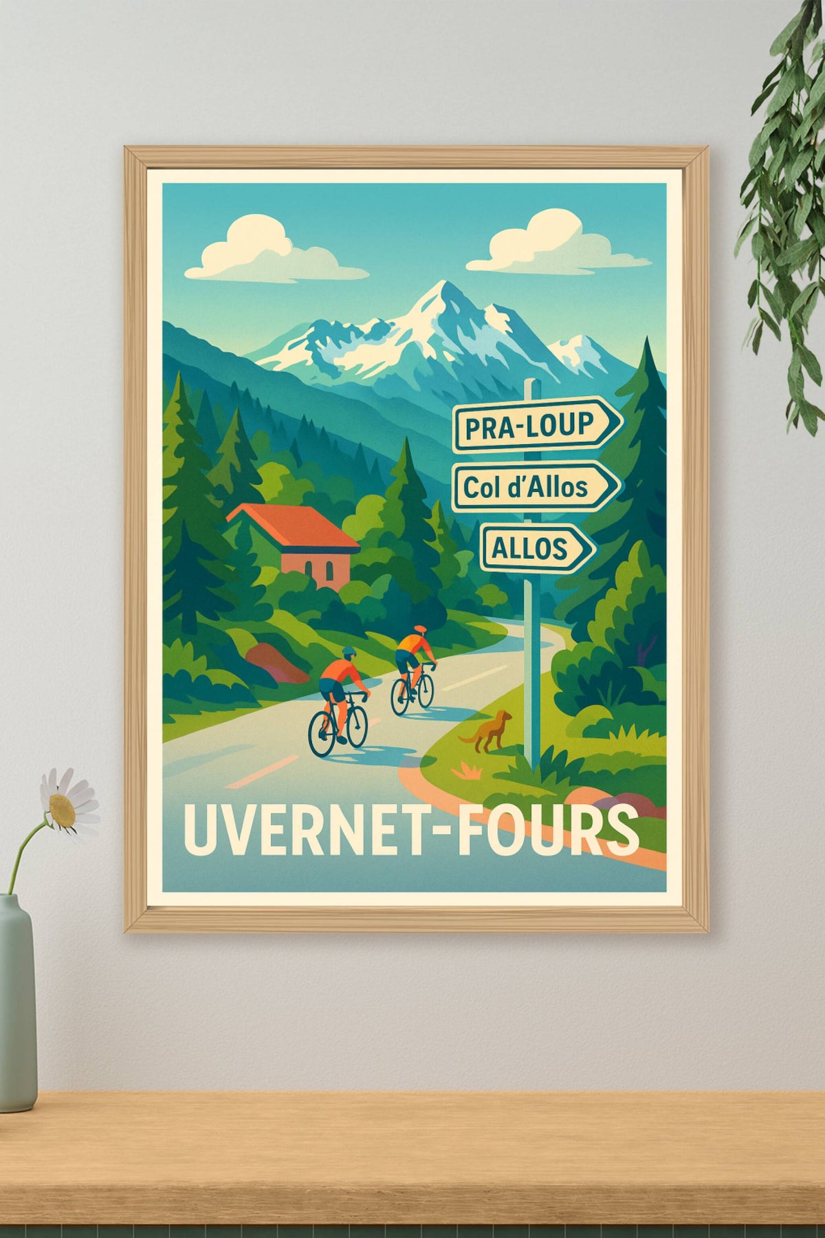 Affiche Uvernet-Fours — Aventure et nature à vélo · poster d'art de Uvernet-Fours