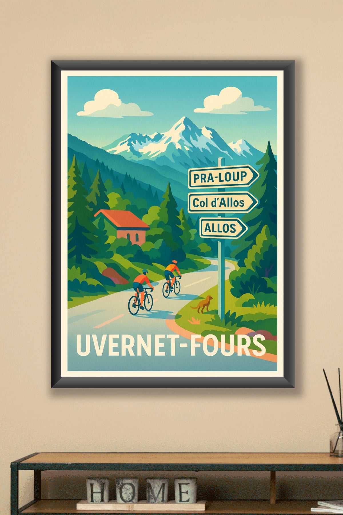 Affiche Uvernet-Fours — Aventure et nature à vélo · poster d'art de Uvernet-Fours
